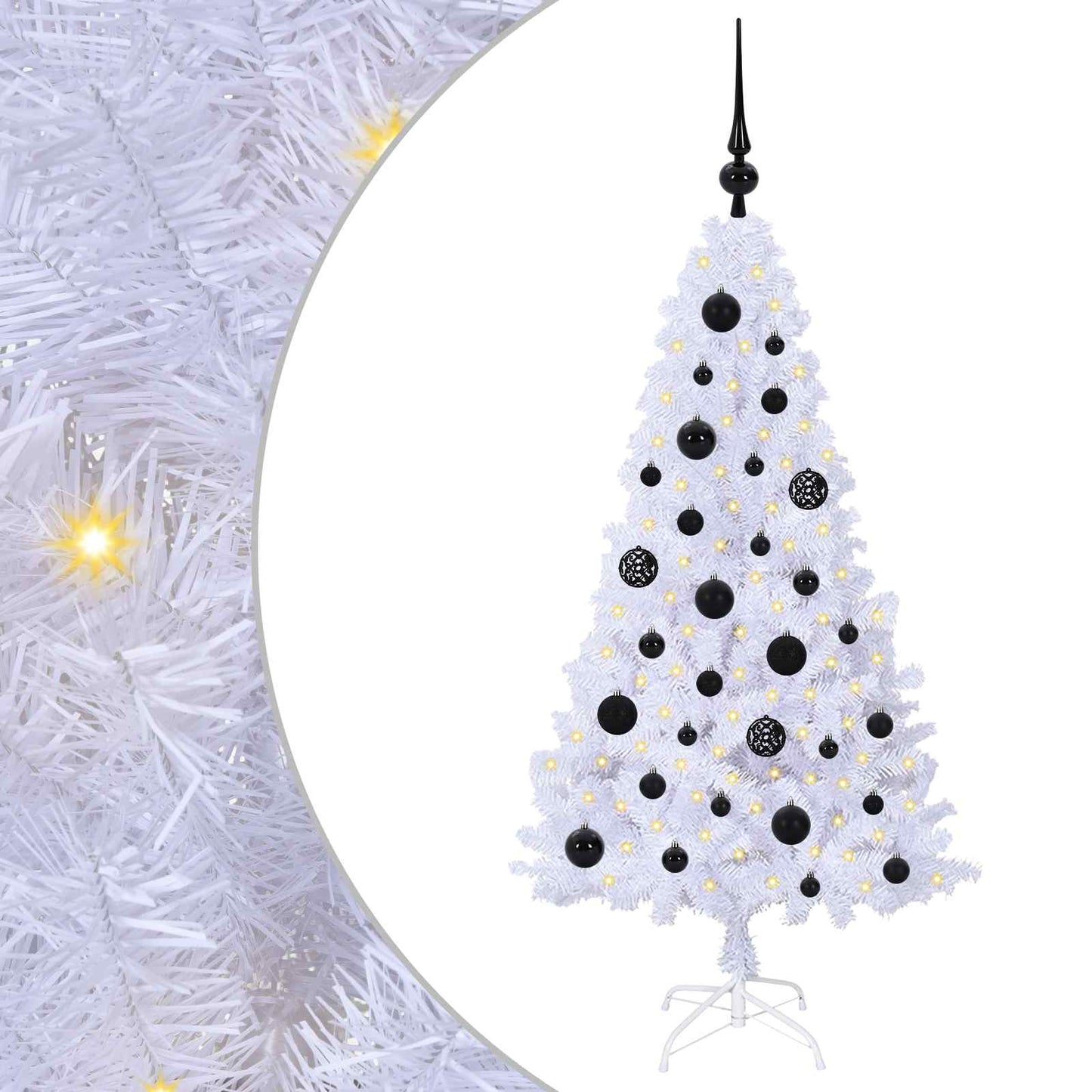Kunstig juletre med 150 LED med stativ Hvit 120 cm PVC og stål