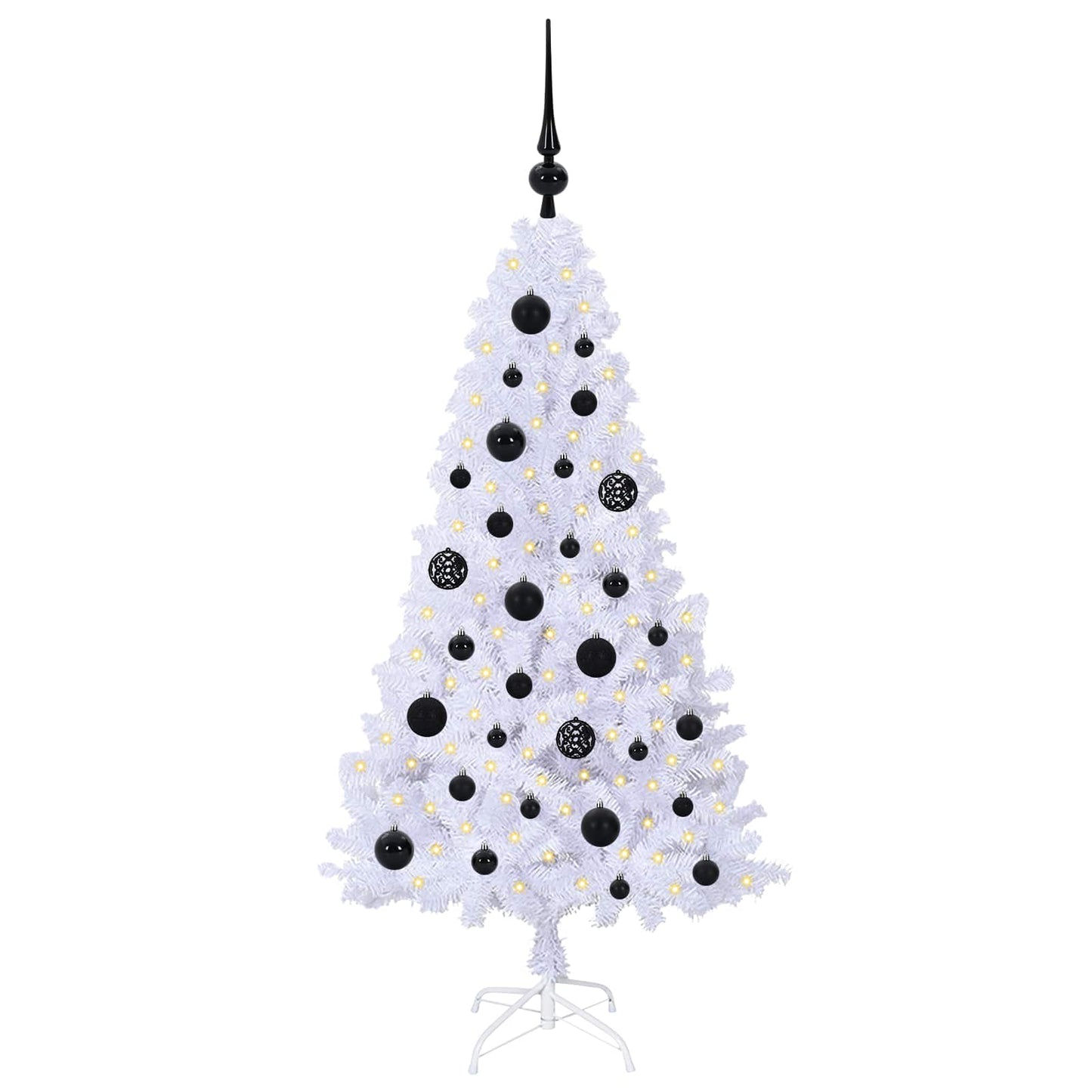 Kunstig juletre med 150 LED med stativ Hvit 120 cm PVC og stål