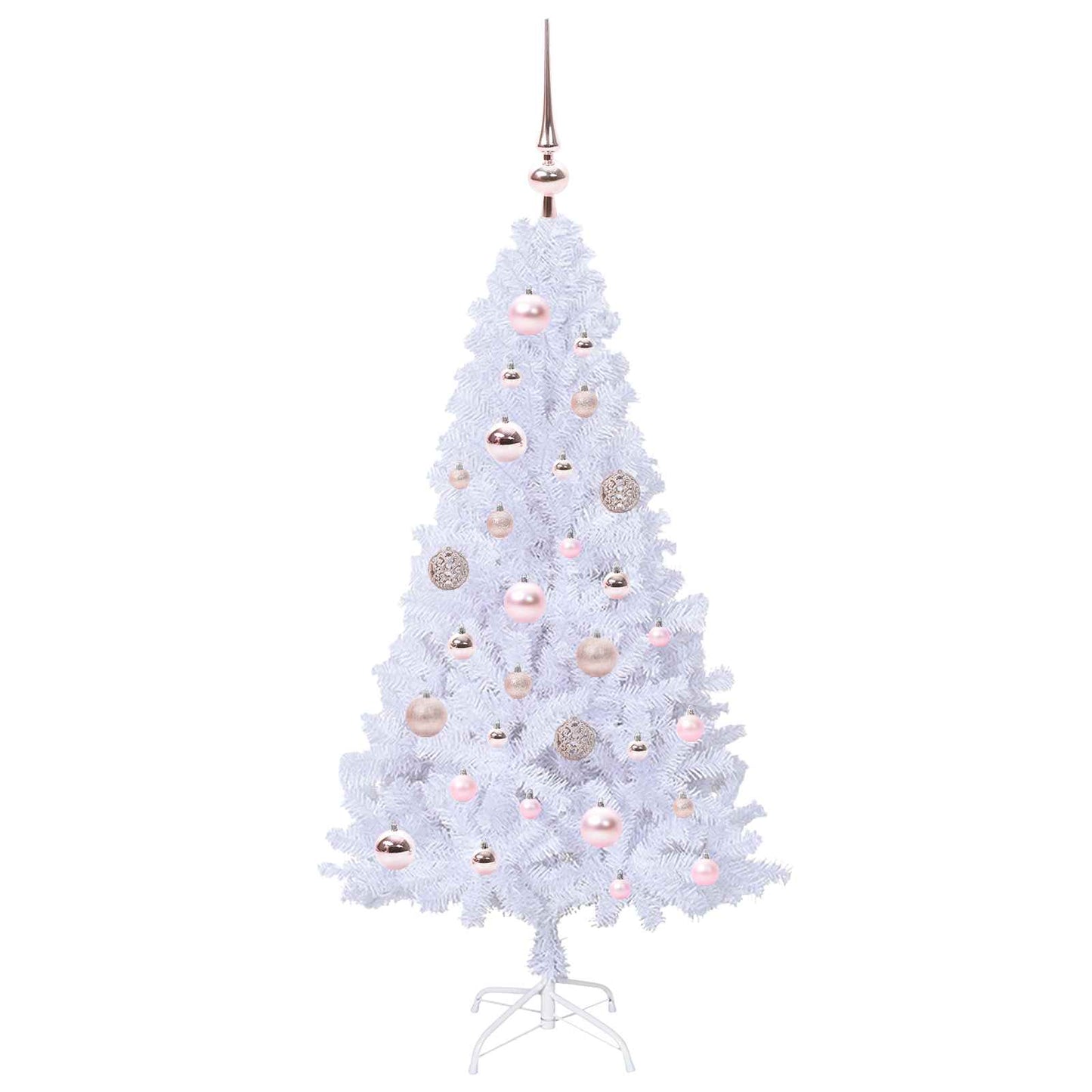 Kunstig juletre med 150 LED med stativ Hvit 120 cm PVC og stål