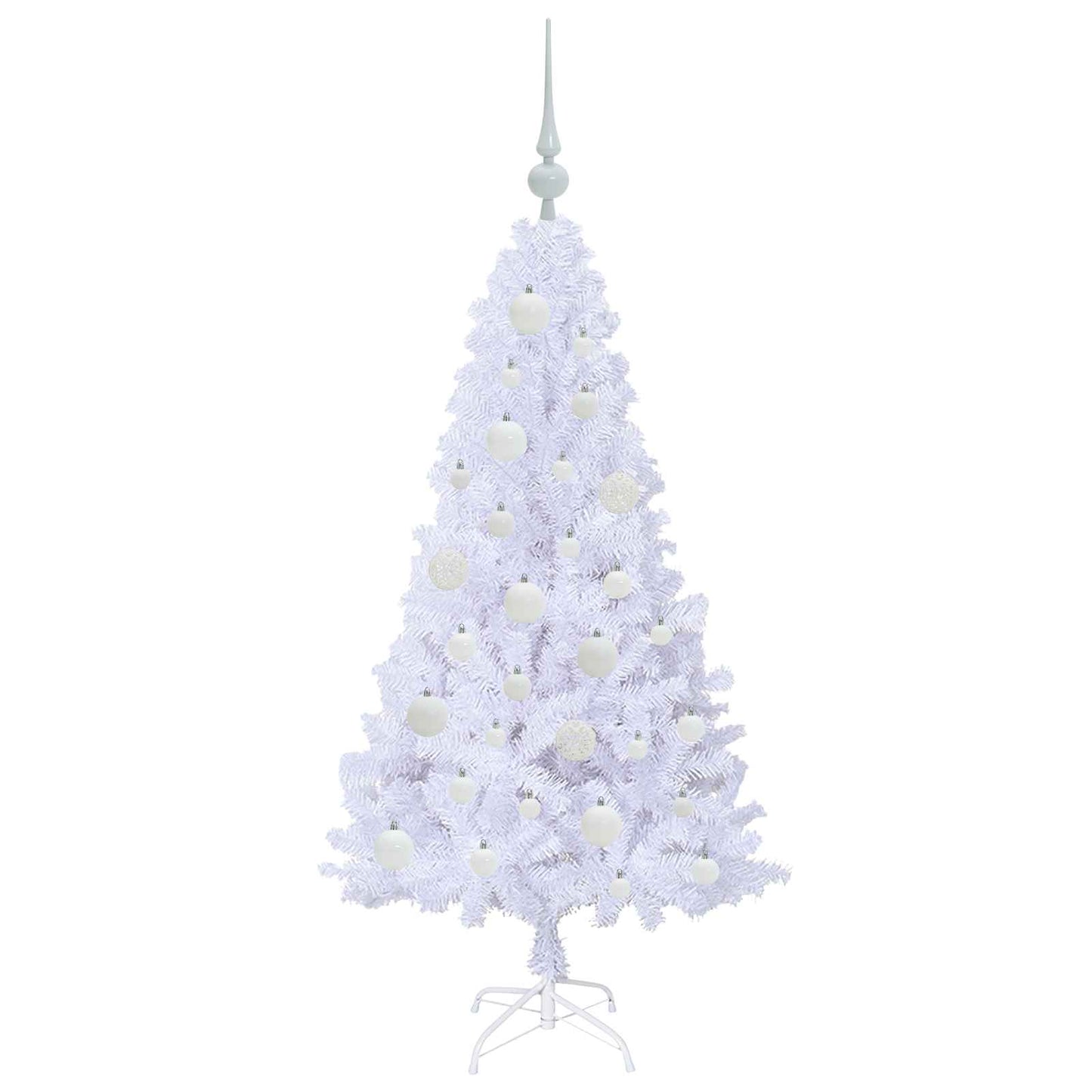 Kunstig juletre med 150 LED med stativ Hvit 120 cm PVC og stål