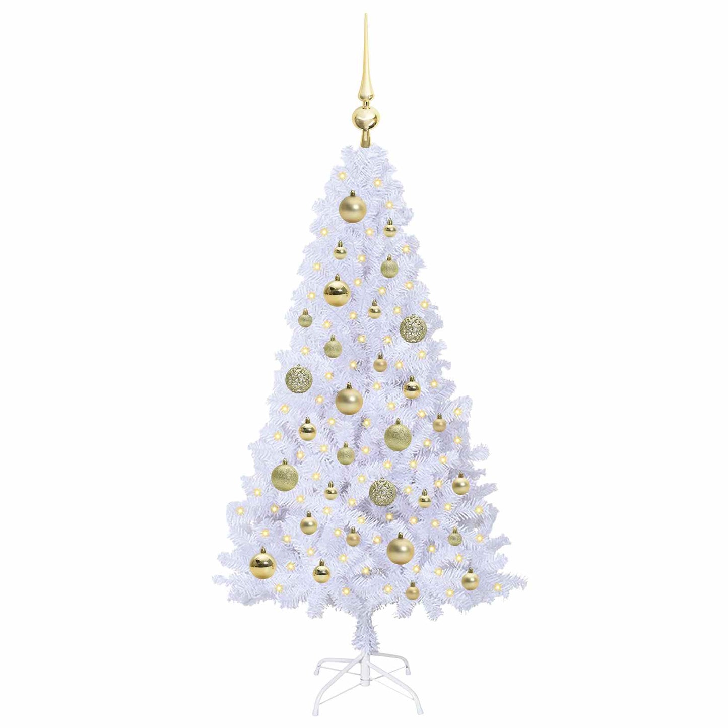 Kunstig juletre med 150 LED med stativ Hvit 120 cm PVC og stål