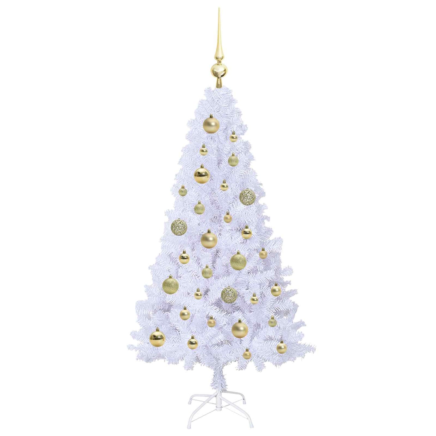 Kunstig juletre med 150 LED med stativ Hvit 120 cm PVC og stål