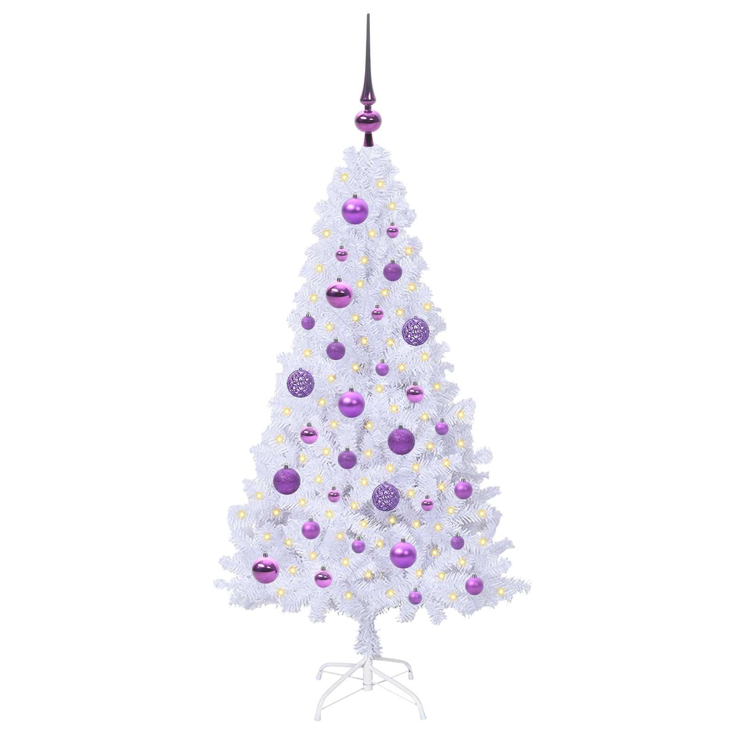 Kunstig juletre med 150 LED med stativ Hvit 120 cm PVC og stål