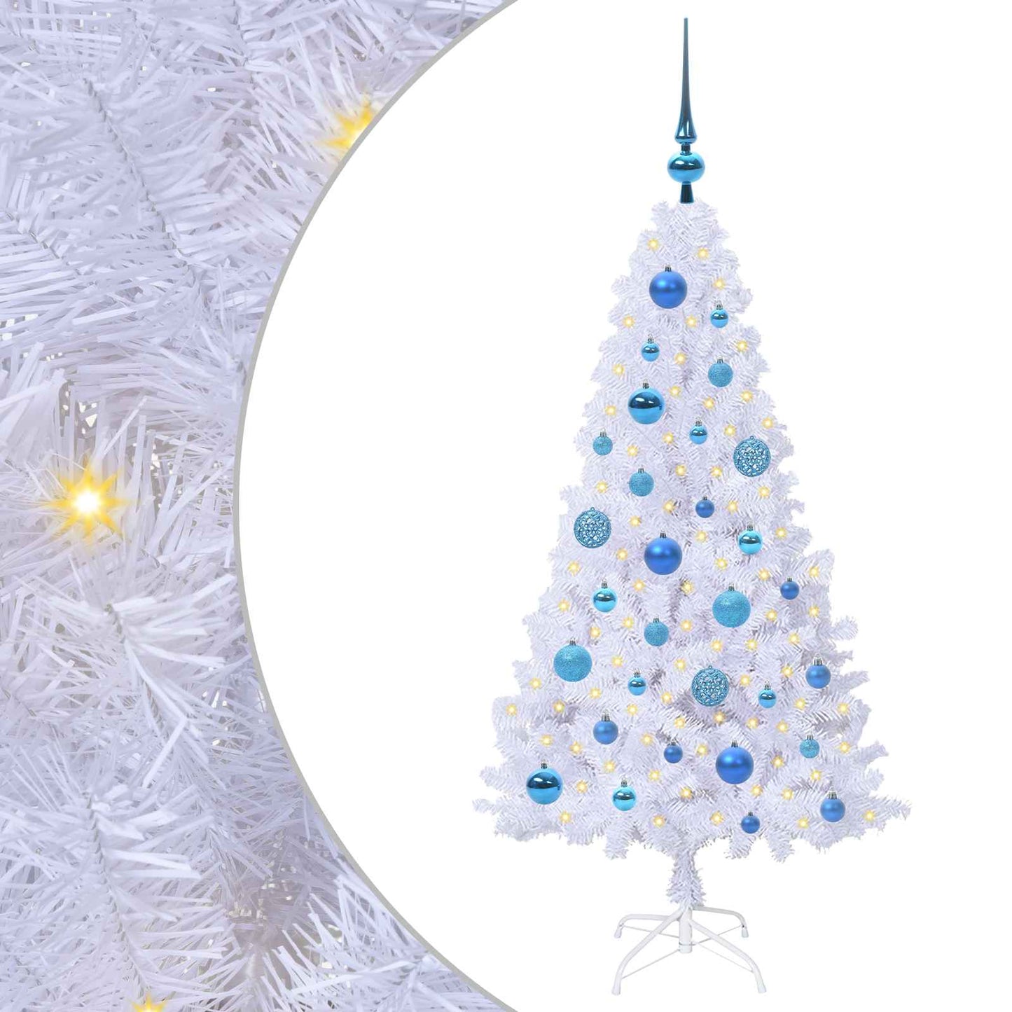 Kunstig juletre med 150 LED med stativ Hvit 120 cm PVC og stål