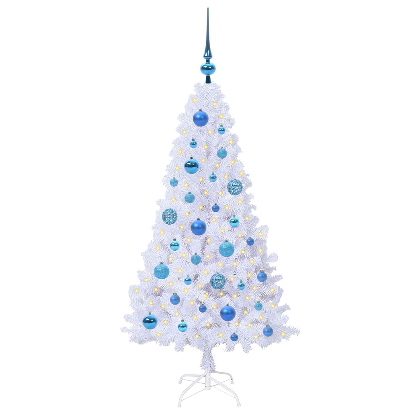 Kunstig juletre med 150 LED med stativ Hvit 120 cm PVC og stål