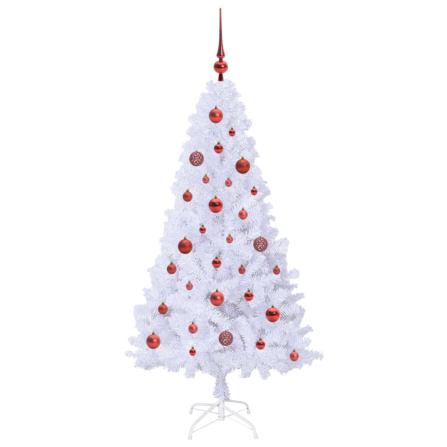 Kunstig juletre med 150 LED med stativ Hvit 150 cm PVC og stål