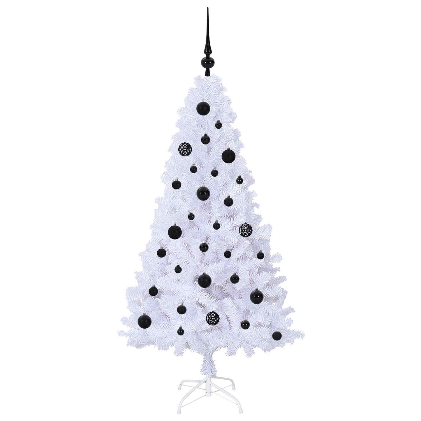 Kunstig juletre med 150 LED med stativ Hvit 150 cm PVC og stål