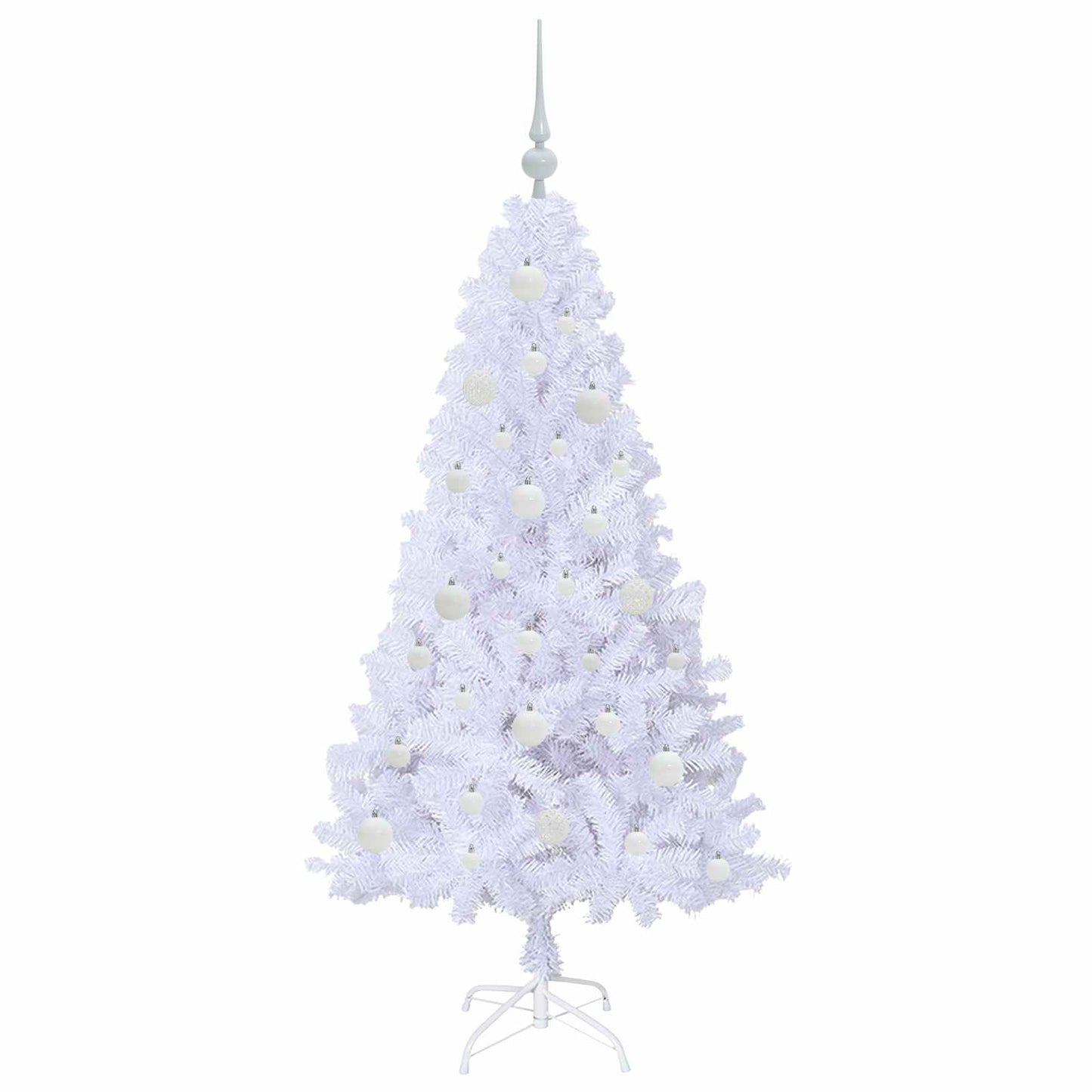 Kunstig juletre med 150 LED med stativ Hvit 150 cm PVC og stål
