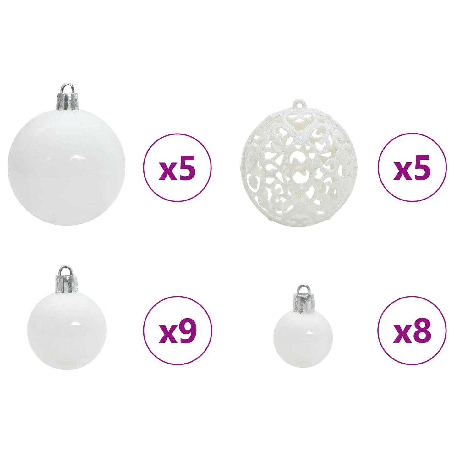Kunstig juletre med 150 LED med stativ Hvit 150 cm PVC og stål
