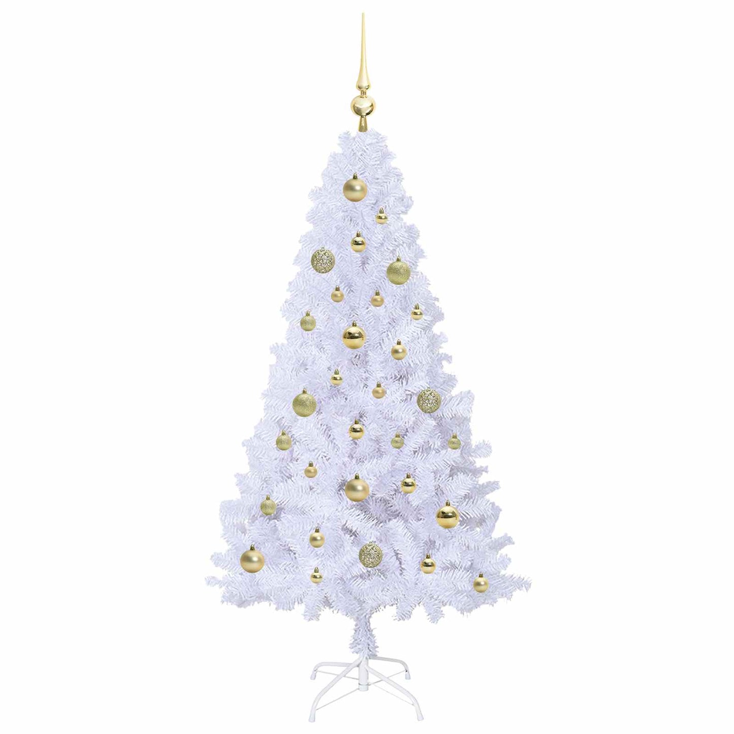 Kunstig juletre med 150 LED med stativ Hvit 150 cm PVC og stål
