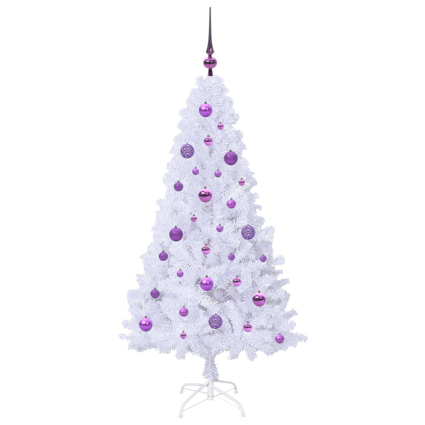 Kunstig juletre med 150 LED med stativ Hvit 150 cm PVC og stål