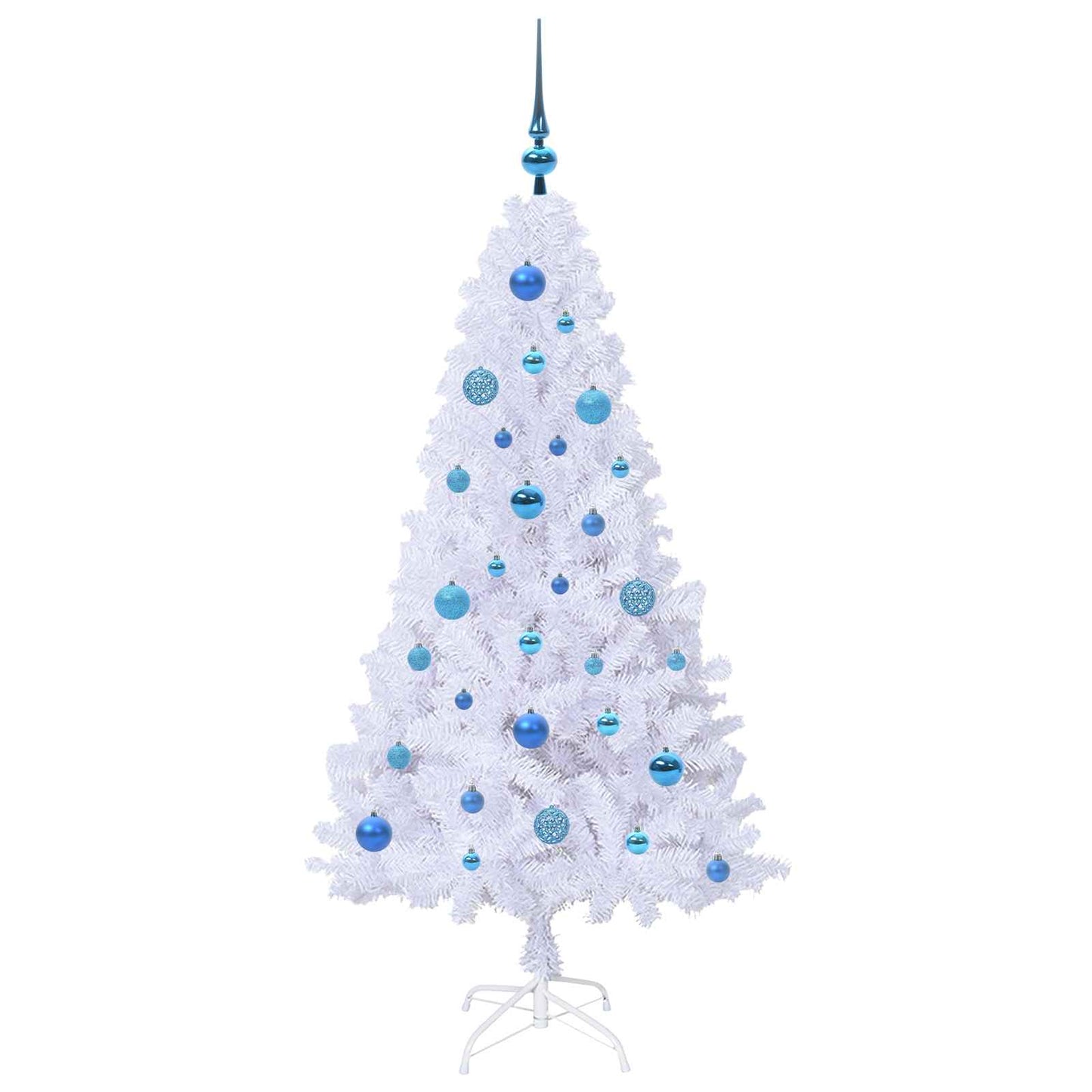 Kunstig juletre med 150 LED med stativ Hvit 150 cm PVC og stål