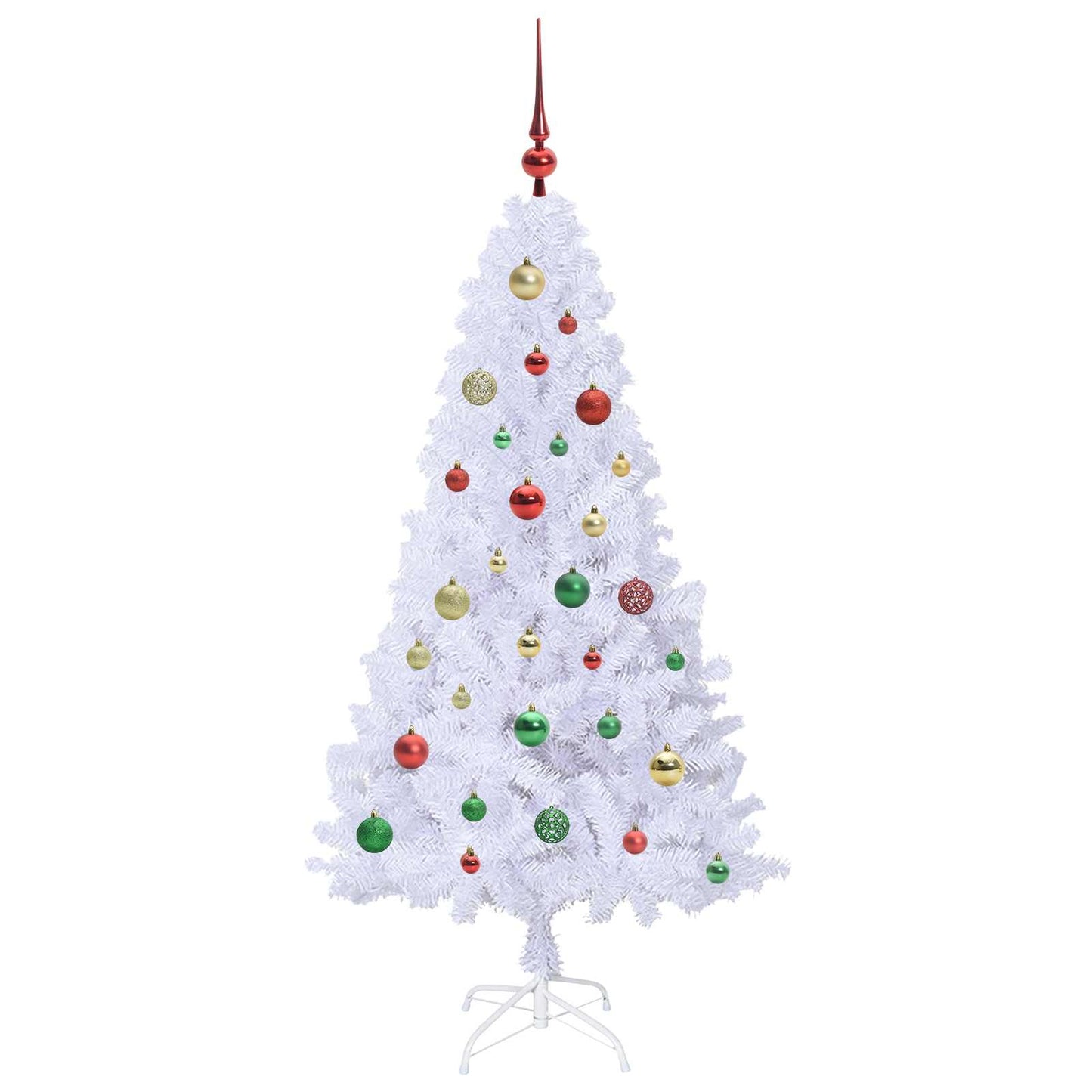 Kunstig juletre med 150 LED med stativ Hvit 150 cm PVC og stål