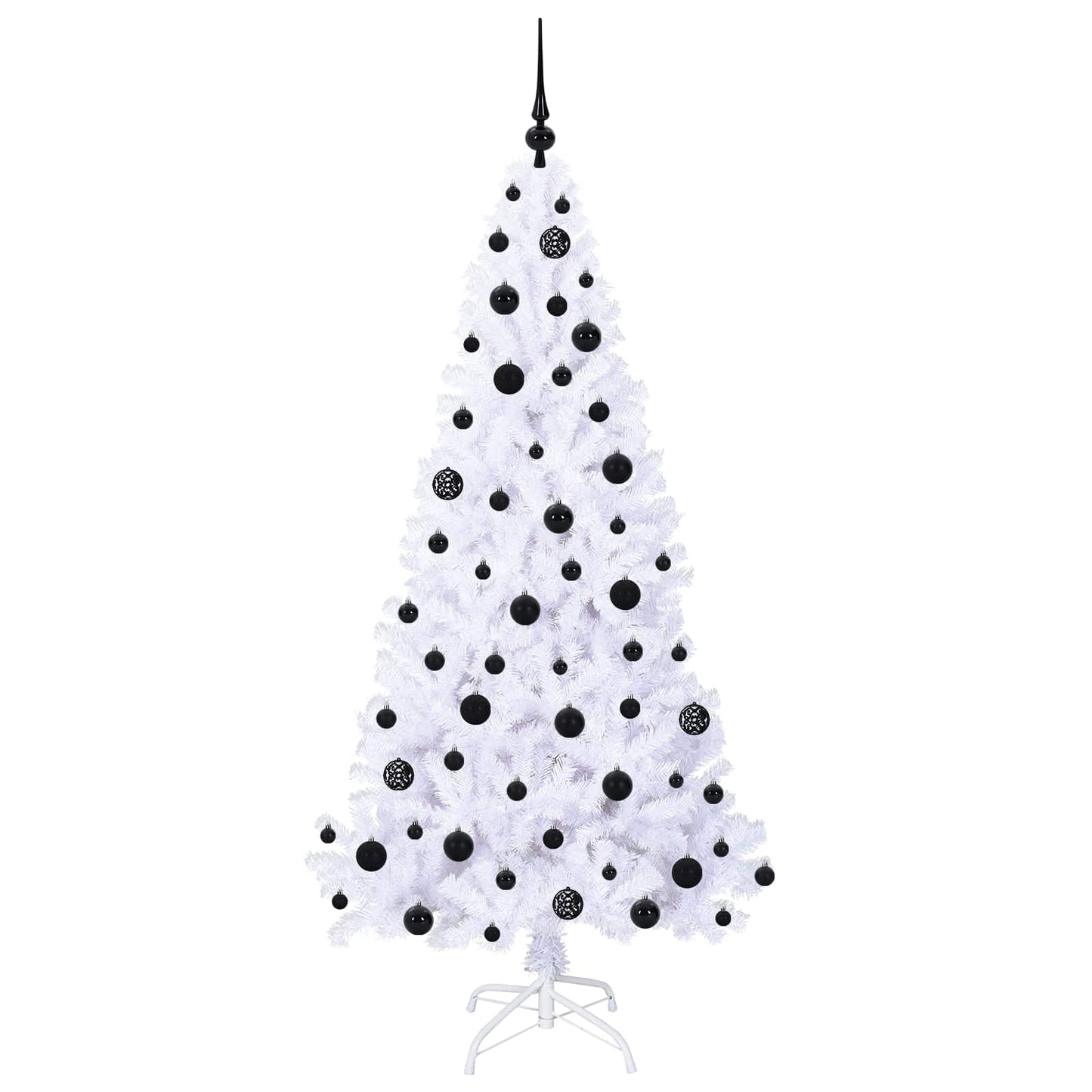 Kunstig juletre med 300 LED med stativ Hvit 180 cm PVC og stål