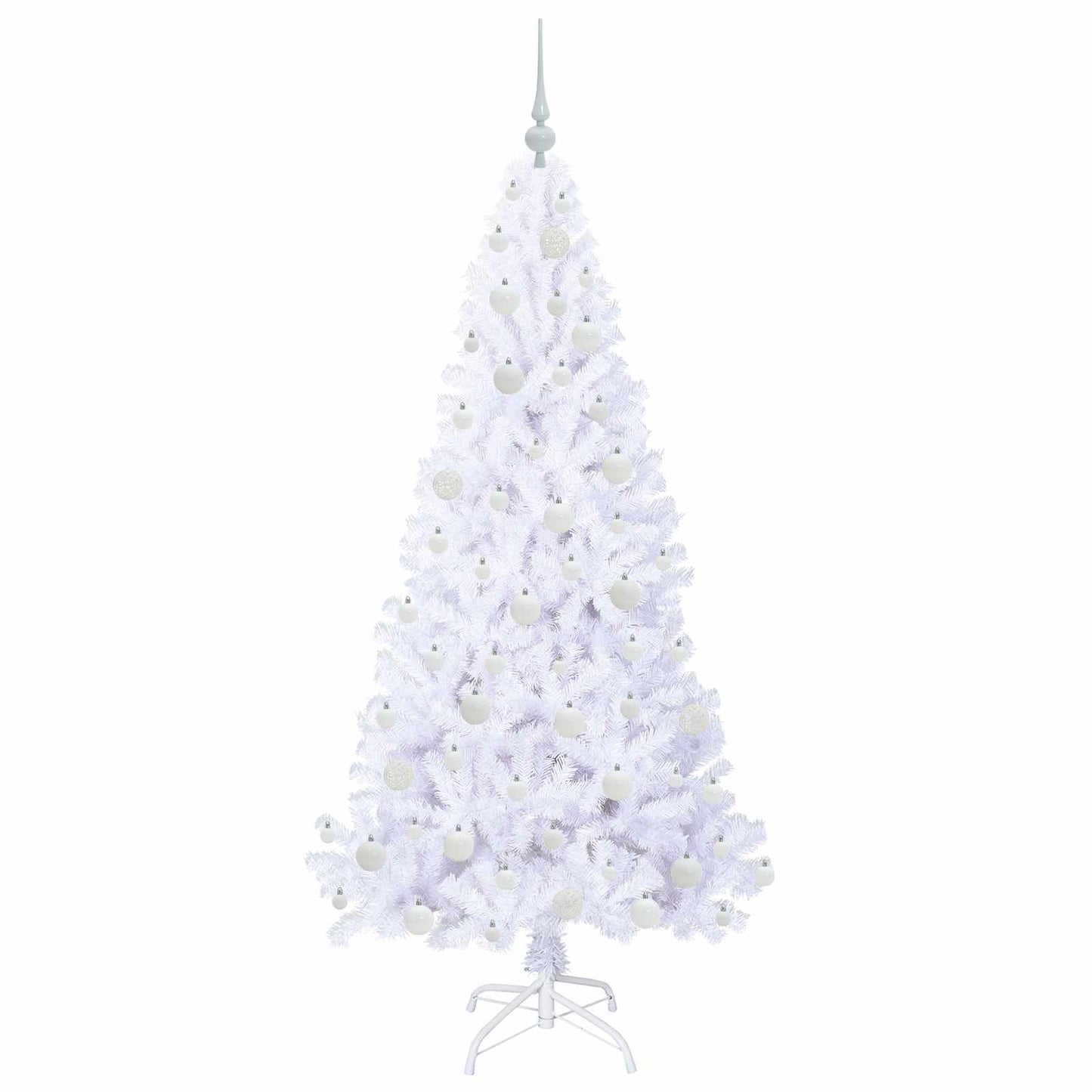 Kunstig juletre med 300 LED med stativ Hvit 180 cm PVC og stål