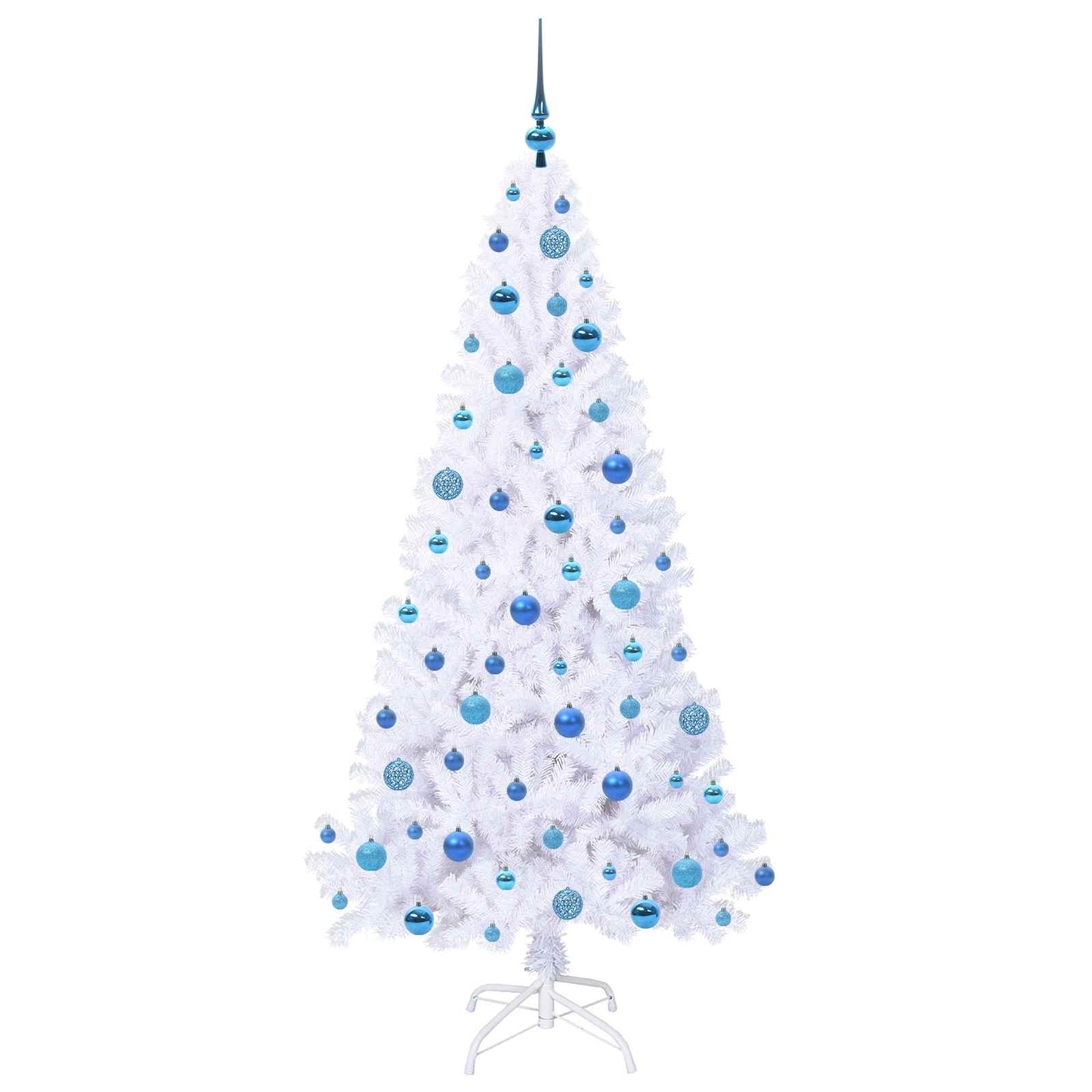 Kunstig juletre med 300 LED med stativ Hvit 180 cm PVC og stål