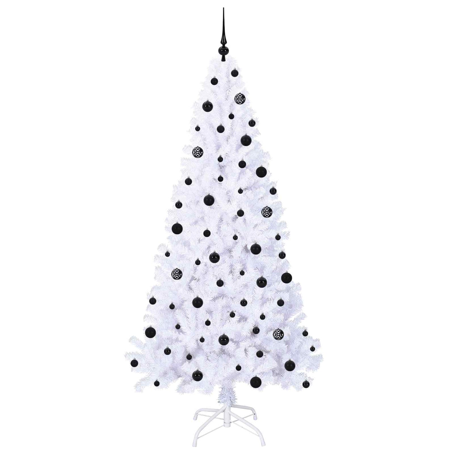 Kunstig juletre med 300 LED med stativ Hvit 210 cm PVC og stål