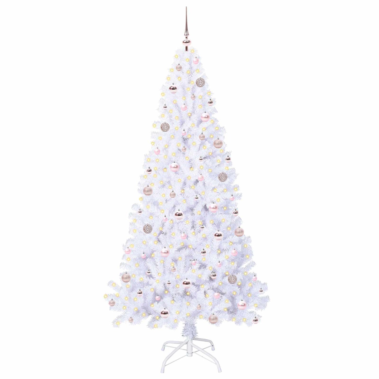 Kunstig juletre med 300 LED med stativ Hvit 210 cm PVC og stål