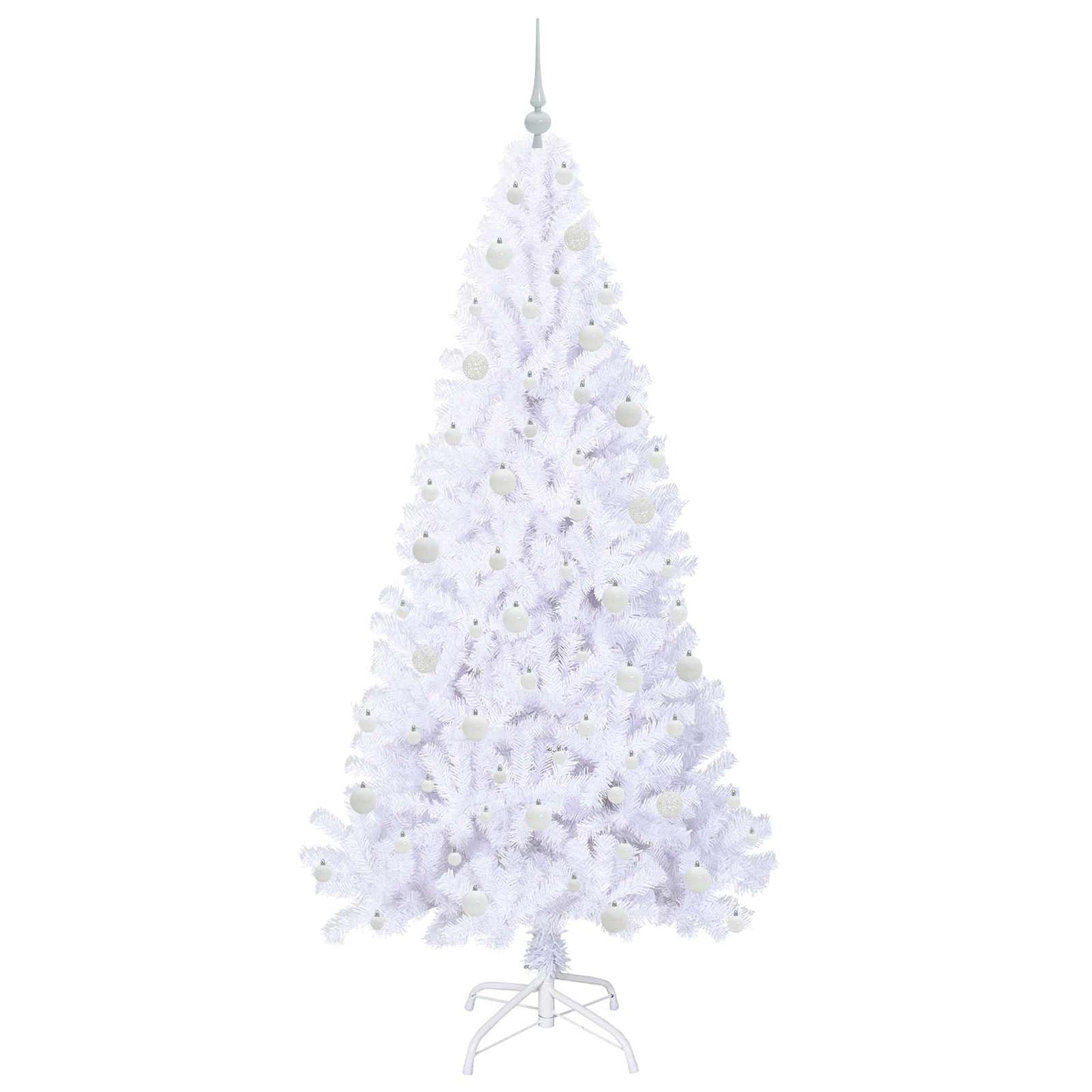 Kunstig juletre med 300 LED med stativ Hvit 210 cm PVC og stål