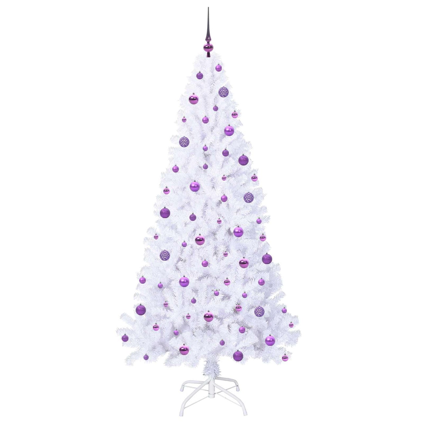 Kunstig juletre med 300 LED med stativ Hvit 210 cm PVC og stål