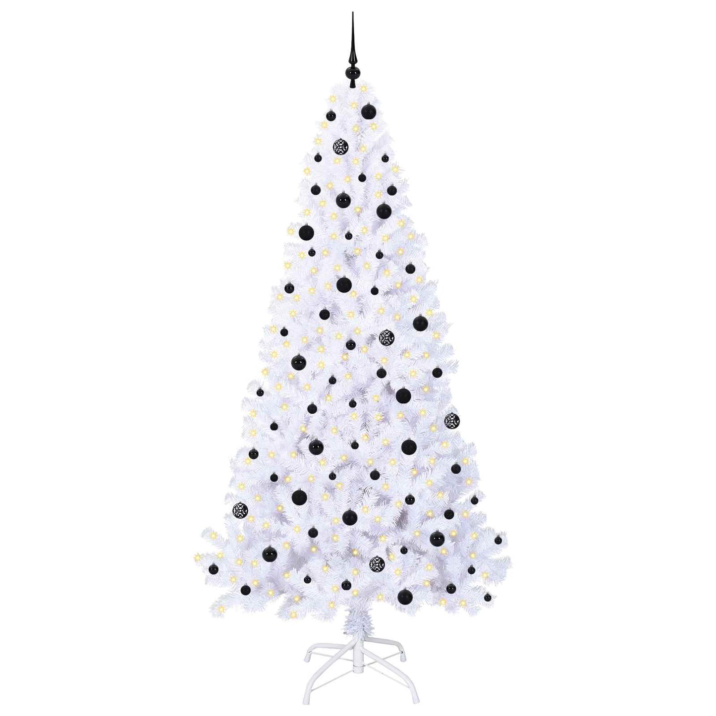 Kunstig juletre med 300 LED med stativ Hvit 240 cm PVC og stål