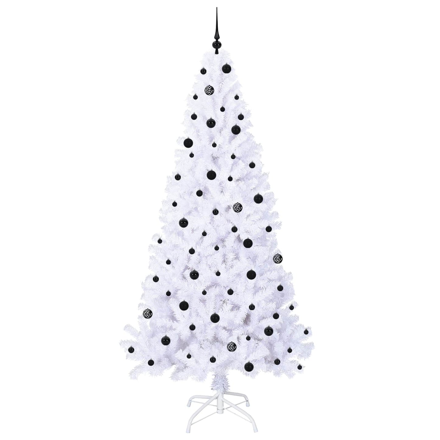 Kunstig juletre med 300 LED med stativ Hvit 240 cm PVC og stål