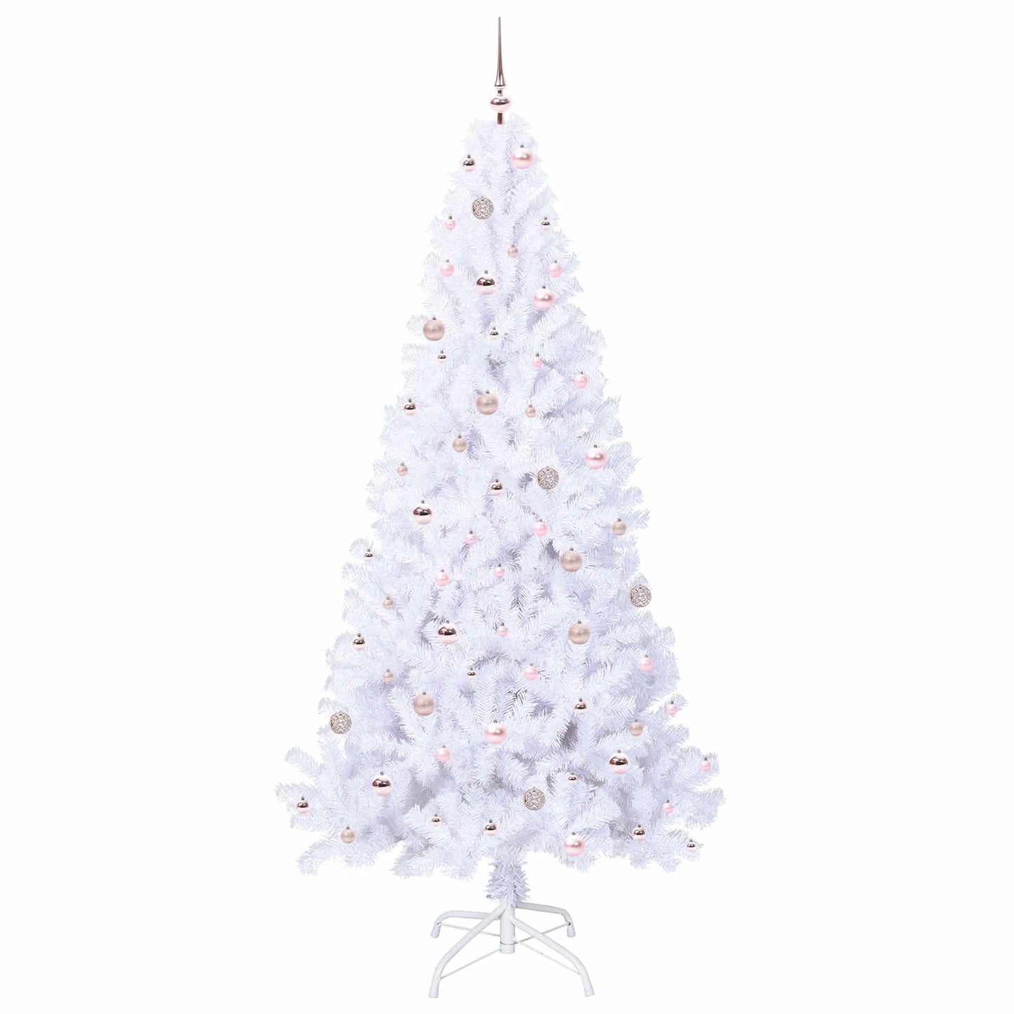 Kunstig juletre med 300 LED med stativ Hvit 240 cm PVC og stål