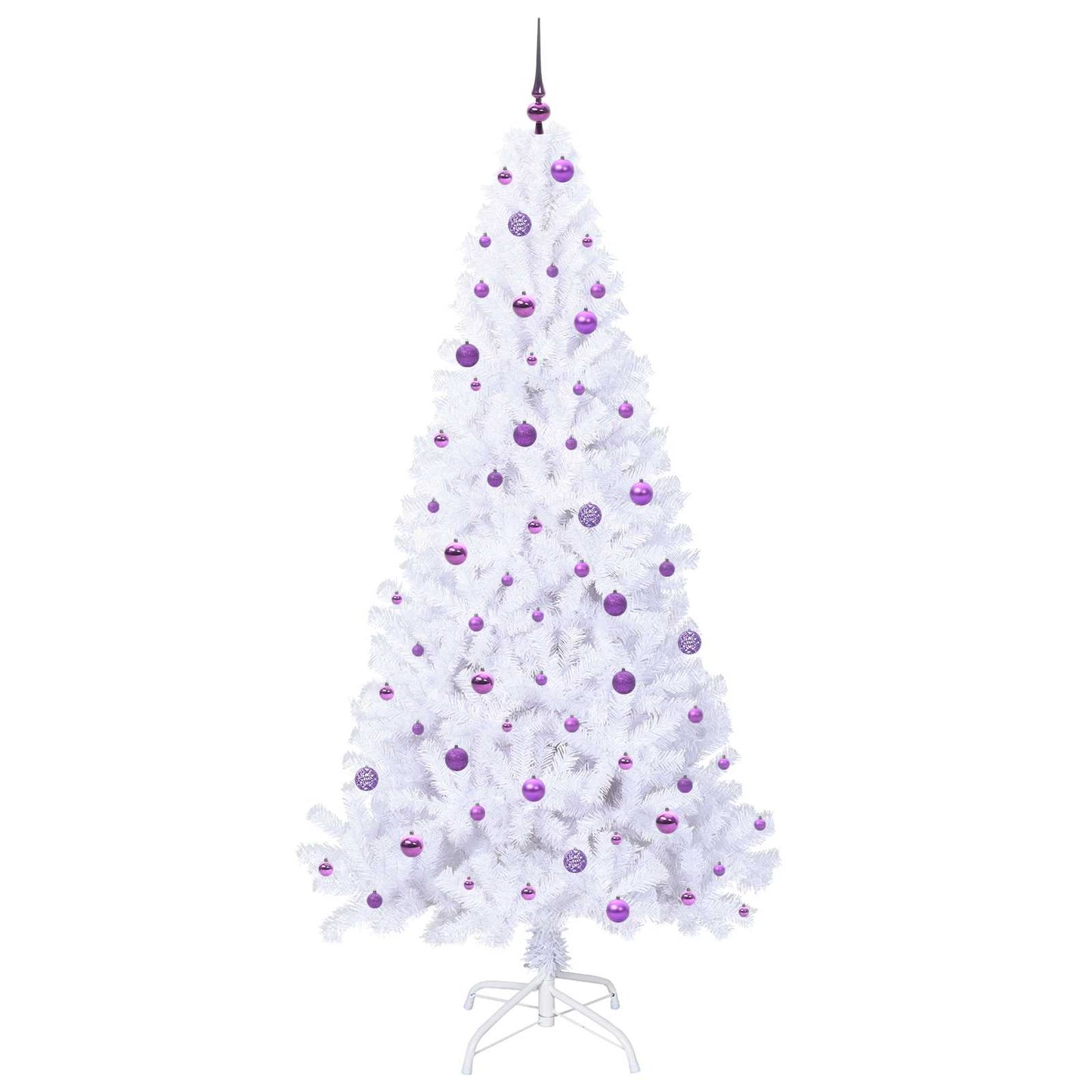 Kunstig juletre med 300 LED med stativ Hvit 240 cm PVC og stål