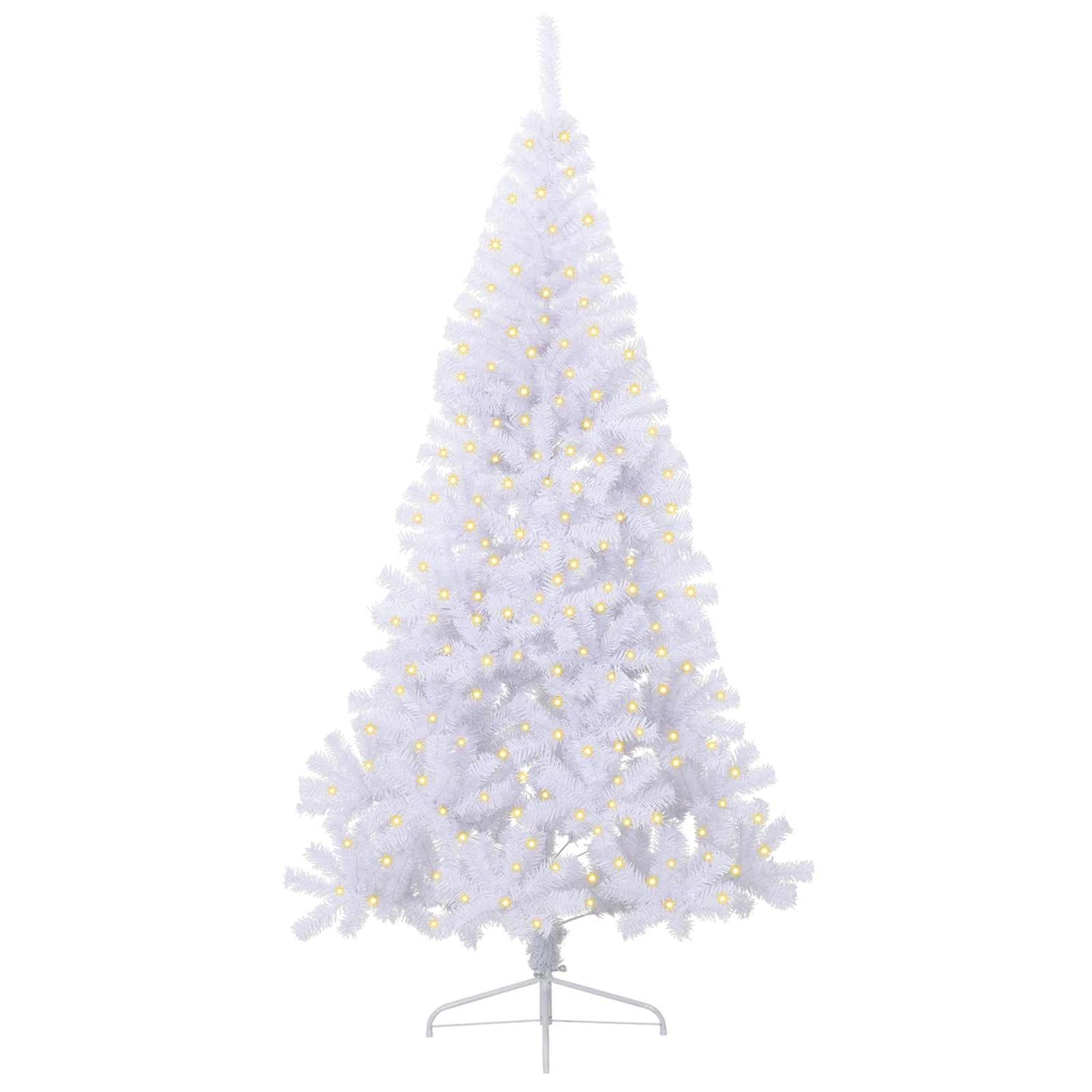 Kunstig juletre med 300 LED med stativ Hvit 240 cm PVC og stål