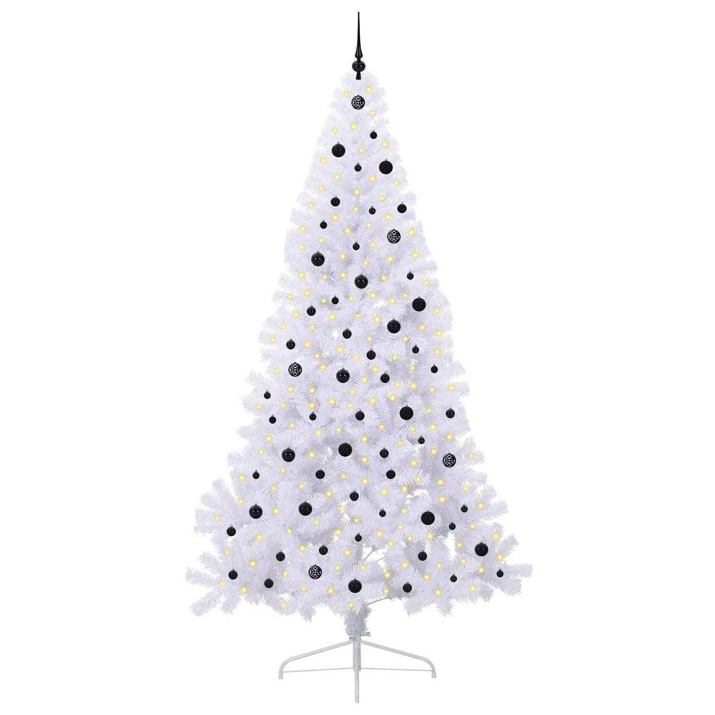 Kunstig juletre med 300 LED med stativ Hvit 240 cm PVC og stål
