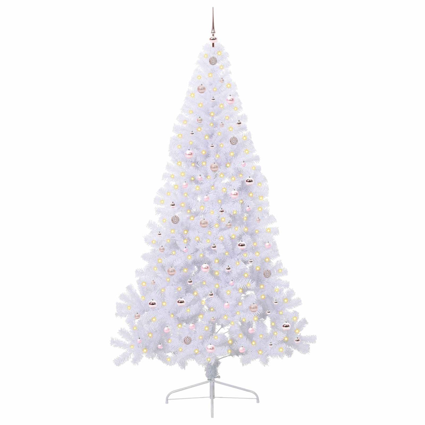 Kunstig juletre med 300 LED med stativ Hvit 240 cm PVC og stål