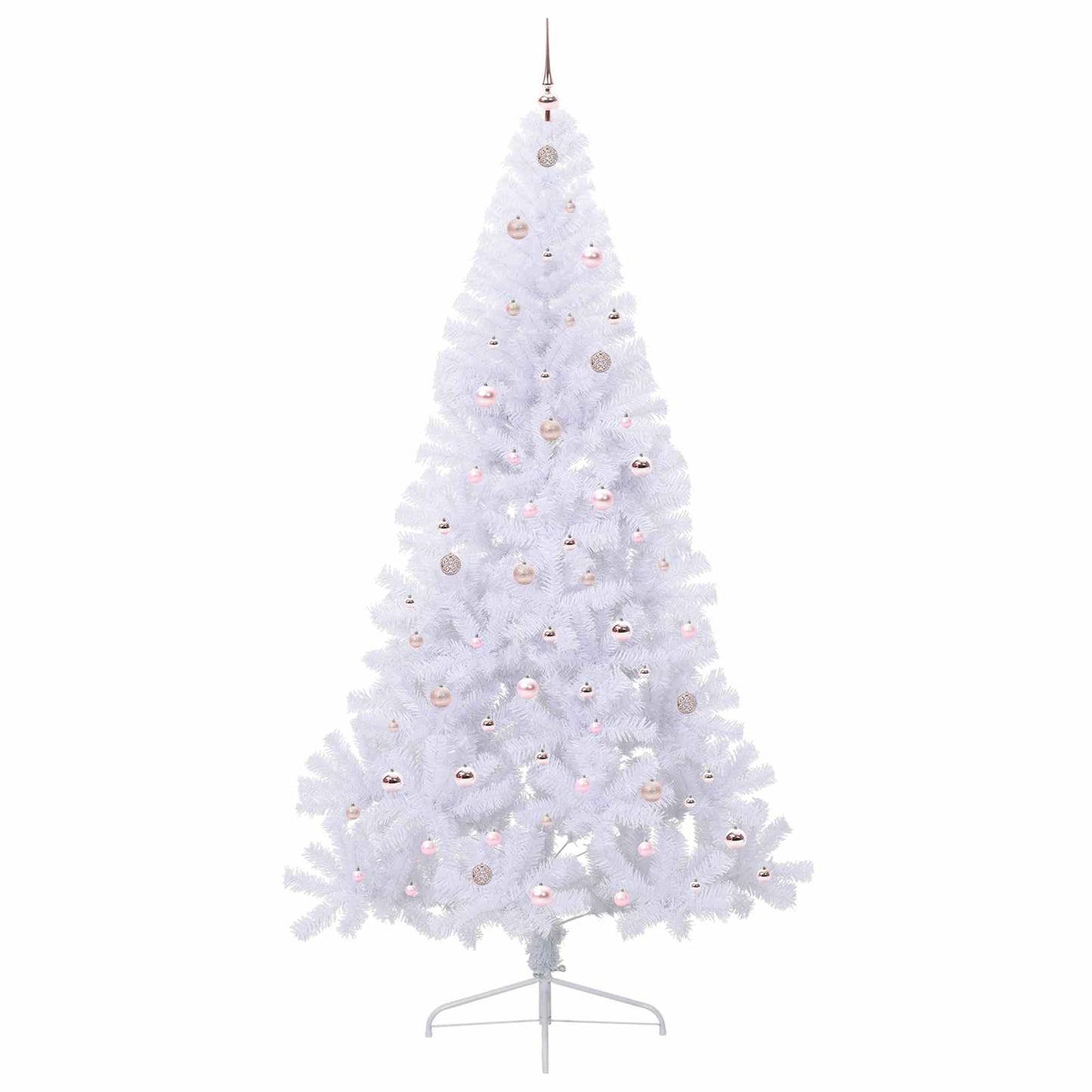 Kunstig juletre med 300 LED med stativ Hvit 240 cm PVC og stål