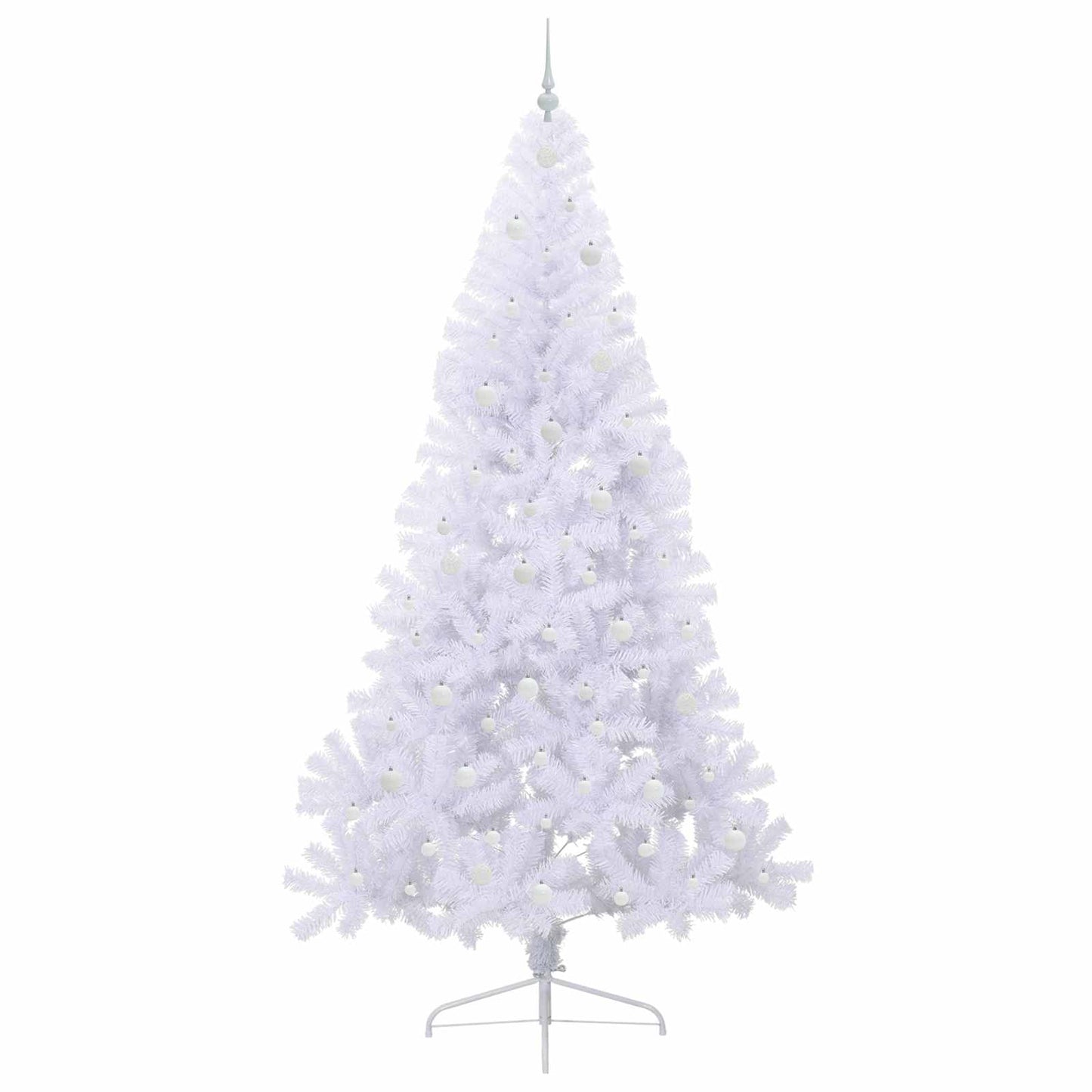 Kunstig juletre med 300 LED med stativ Hvit 240 cm PVC og stål