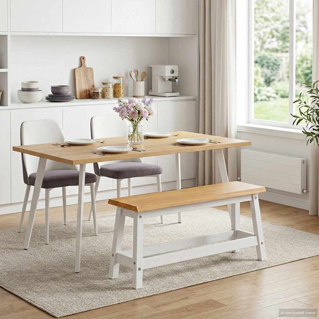 Spisebenk EKAI Hvit 91,5 x 29 x 45,5 cm Heltre furu