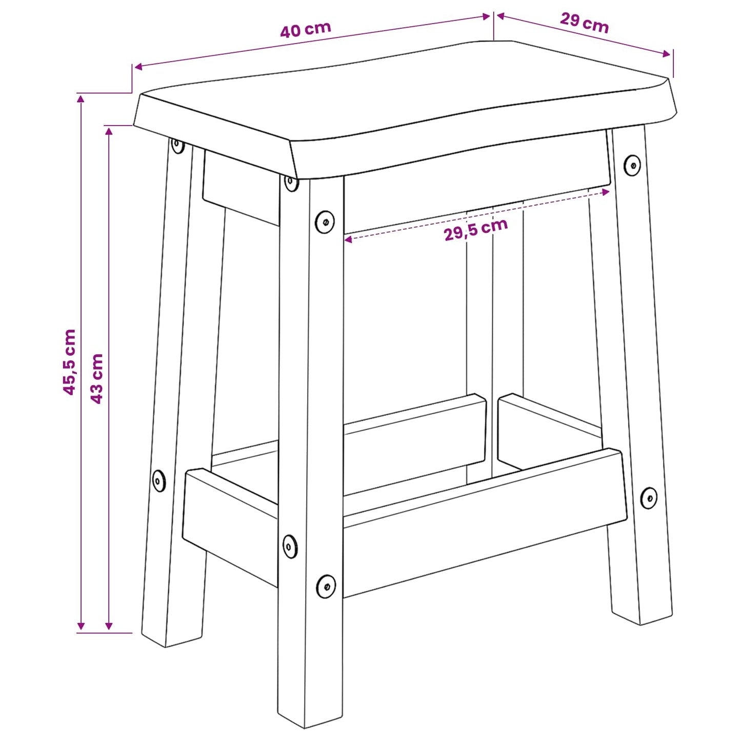 Barstol EKAI 2 pcs Hvit 40 x 29 x 45,5 cm Heltre furu