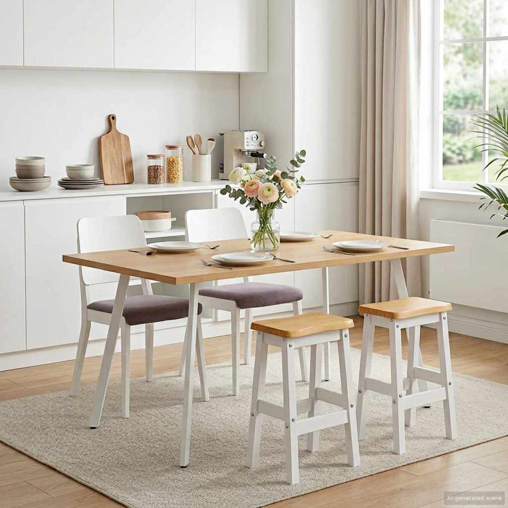Høy Barstol EKAI 2 pcs Hvit 40 x 29 x 63 cm Heltre furu