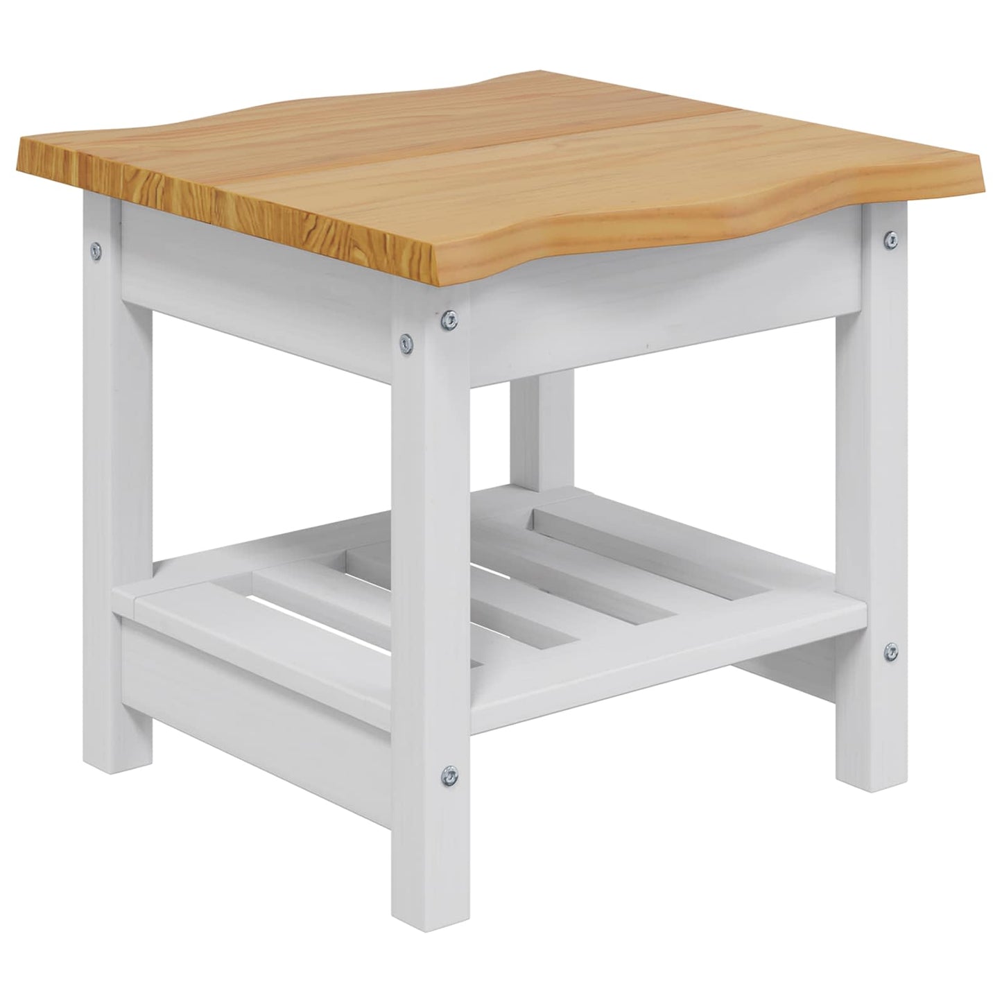 Sidetabell med hylle EKAI Hvit 50 x 50 x 45,5 cm Heltre furu