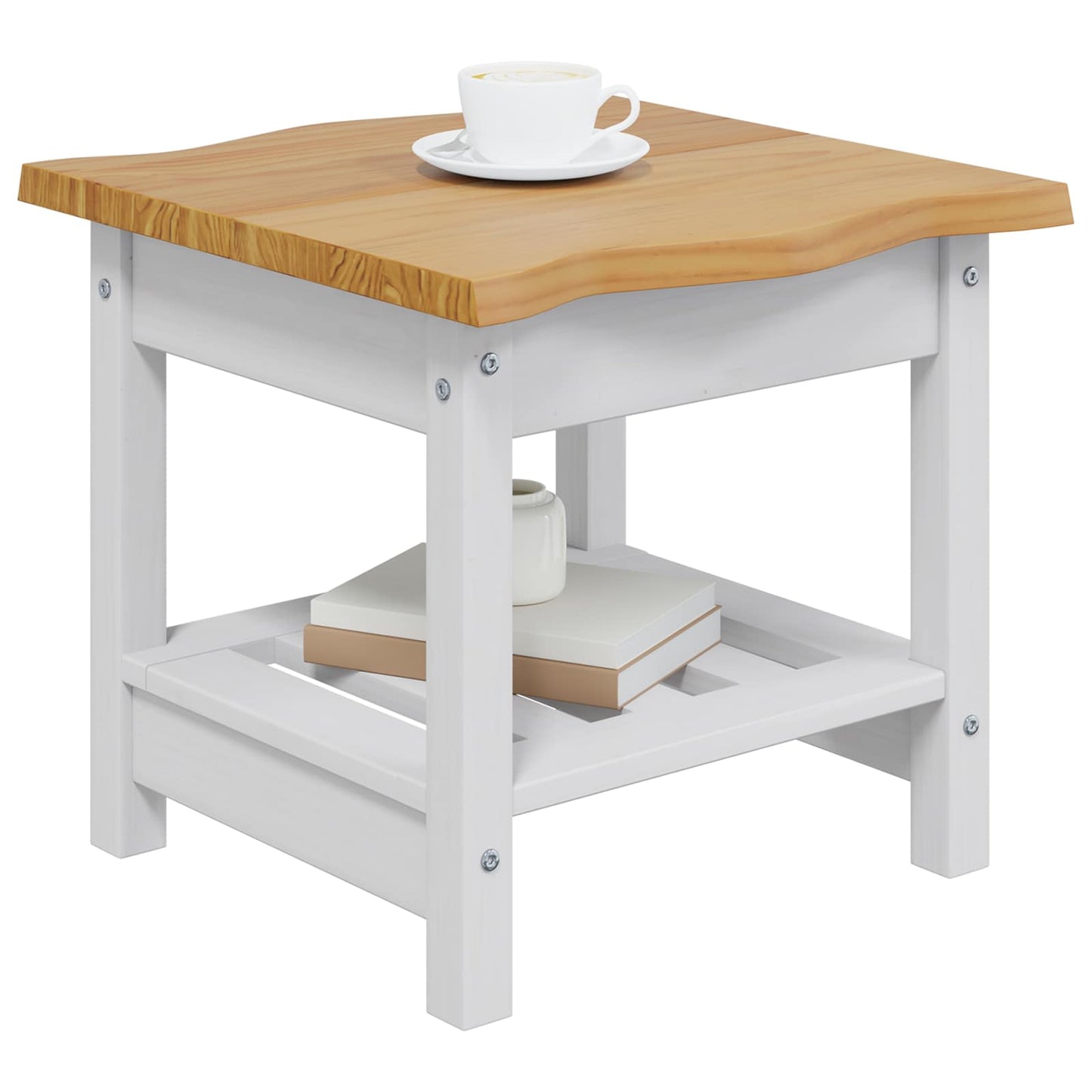 Sidetabell med hylle EKAI Hvit 50 x 50 x 45,5 cm Heltre furu