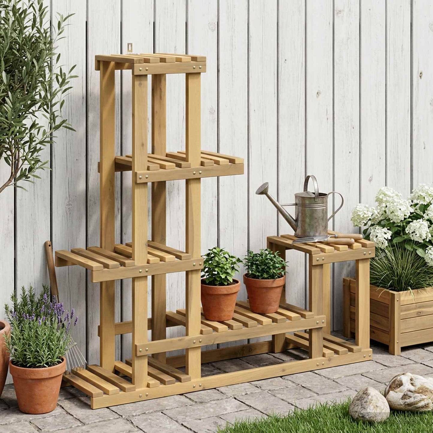 Planteholder Hvit 93,5 x 25 x 91,5 cm Solid akasietre