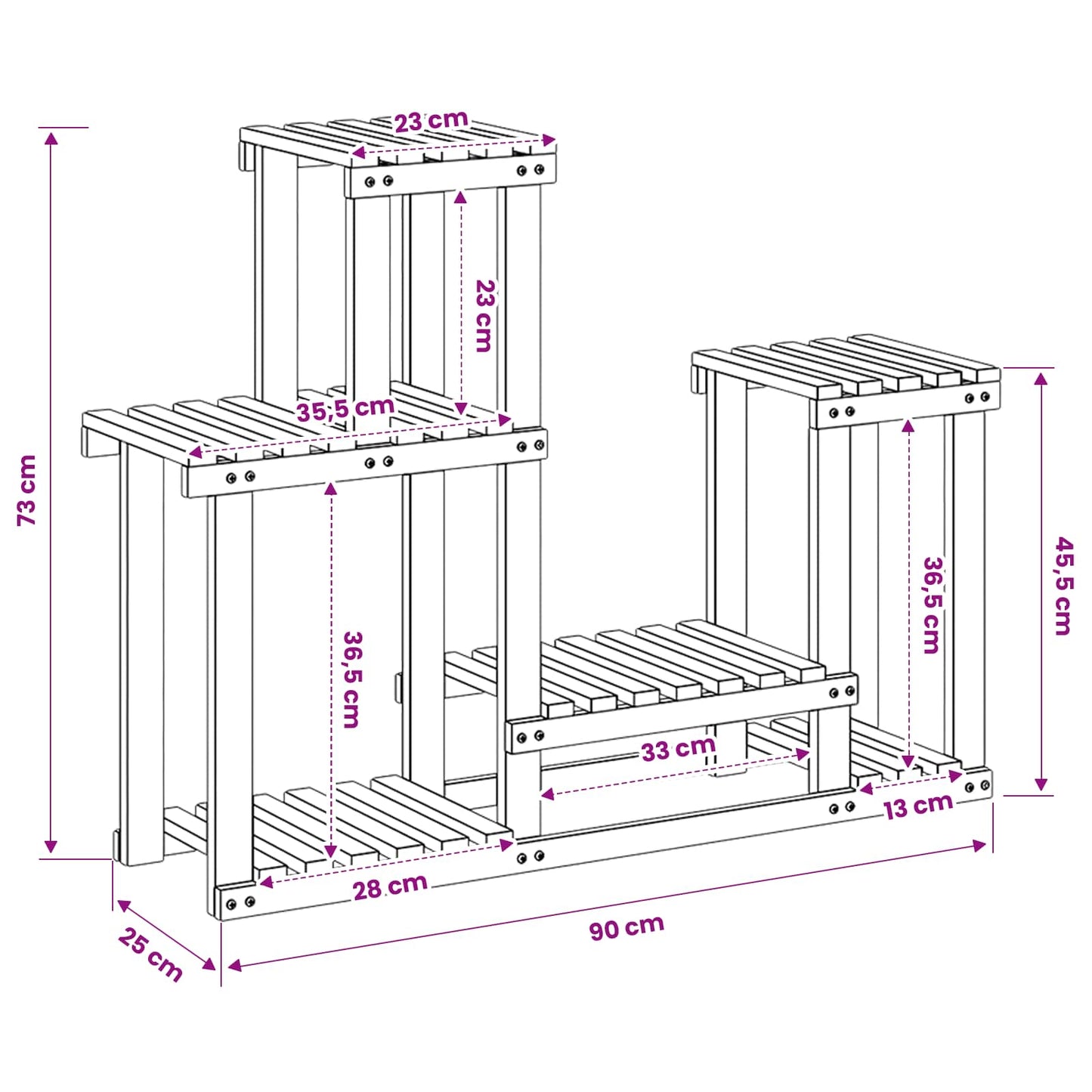 Planteholder Naturlig 90 x 25 x 73 cm Solid akasietre