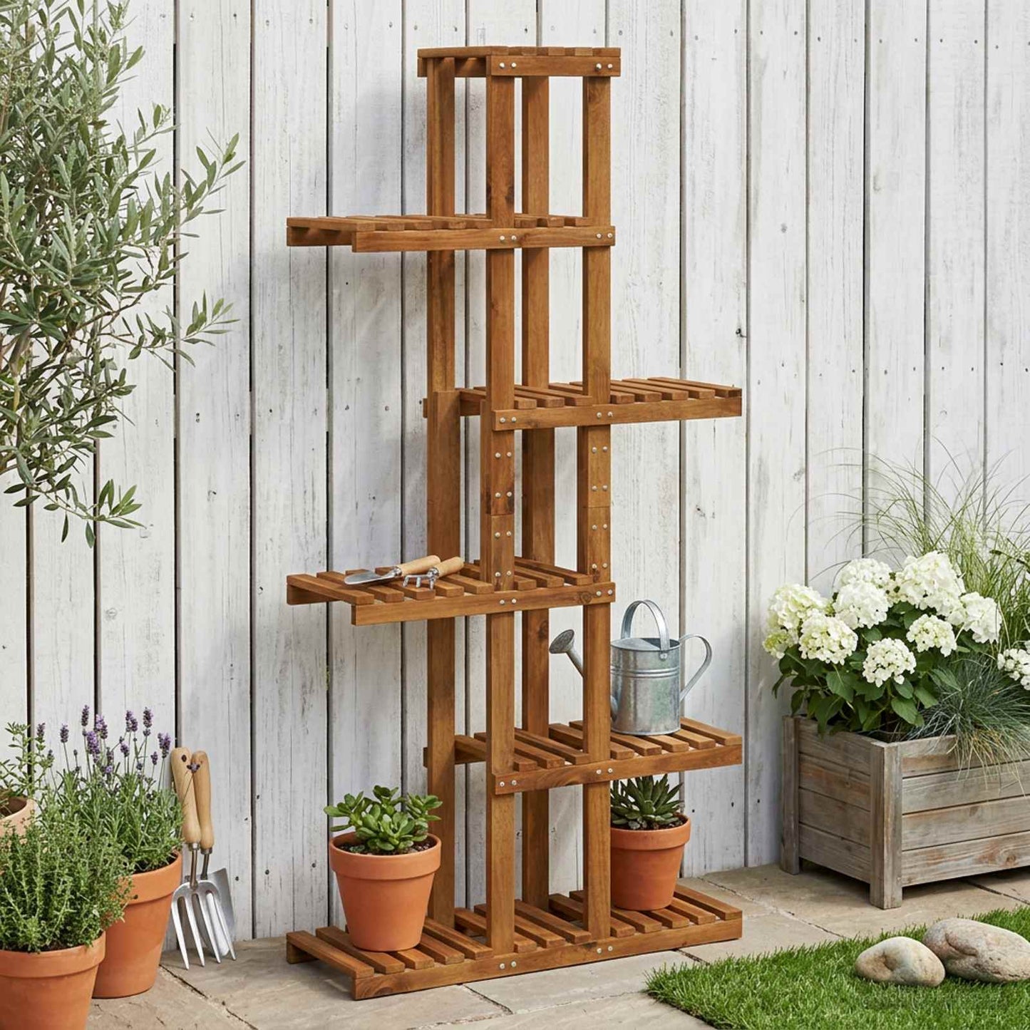 Planteholder Naturlig 68 x 23,5 x 140 cm Solid akasietre