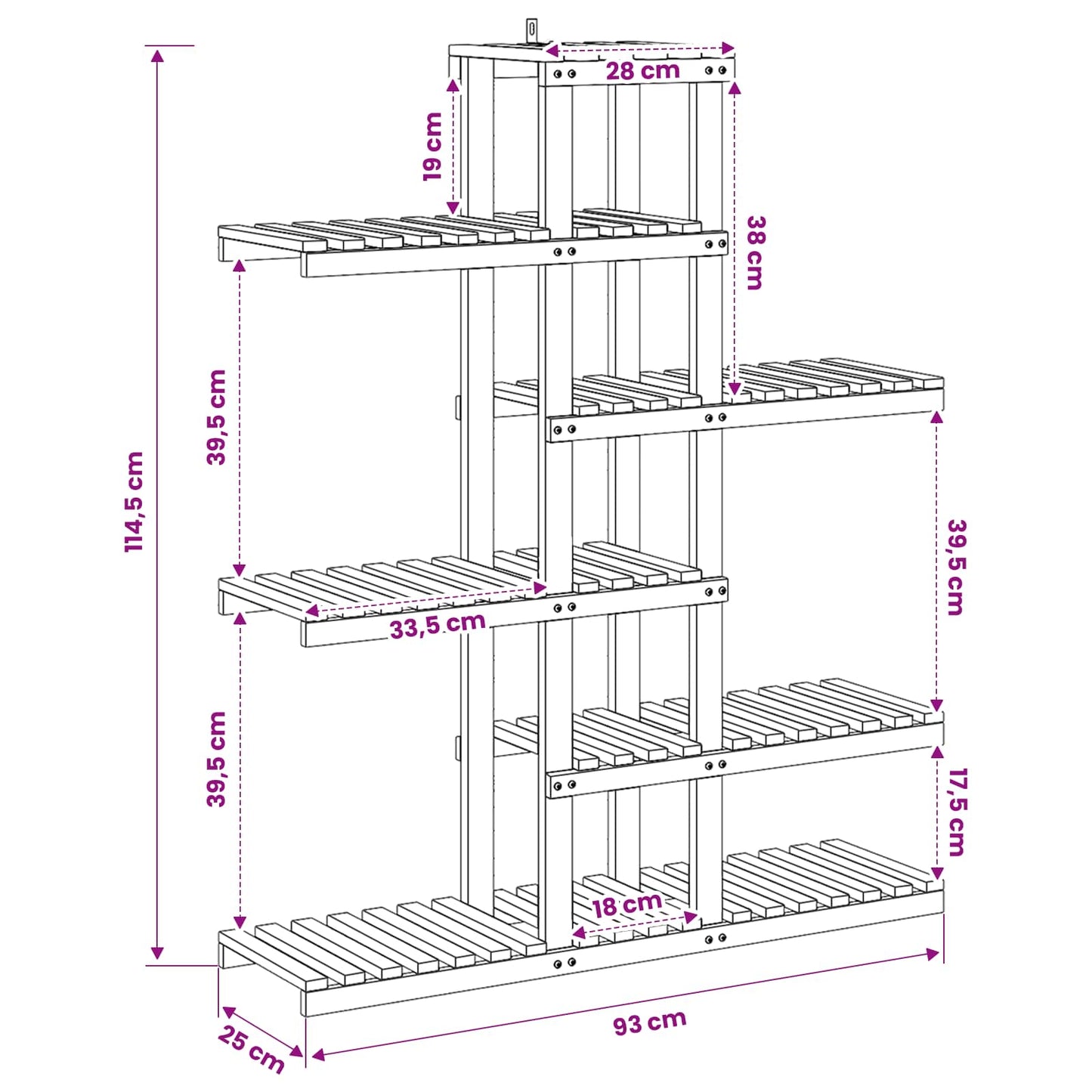 Planteholder Hvit 93 x 25 x 114,5 cm Solid akasietre