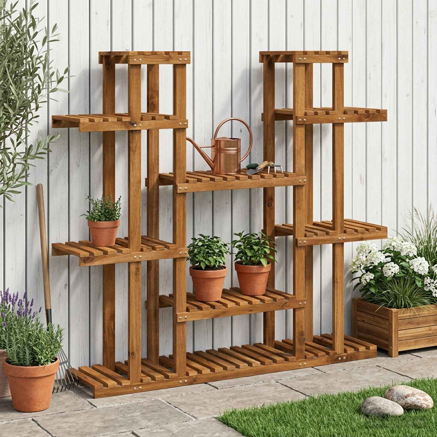 Planteholder Naturlig 123 x 25 x 114,5 cm Solid akasietre