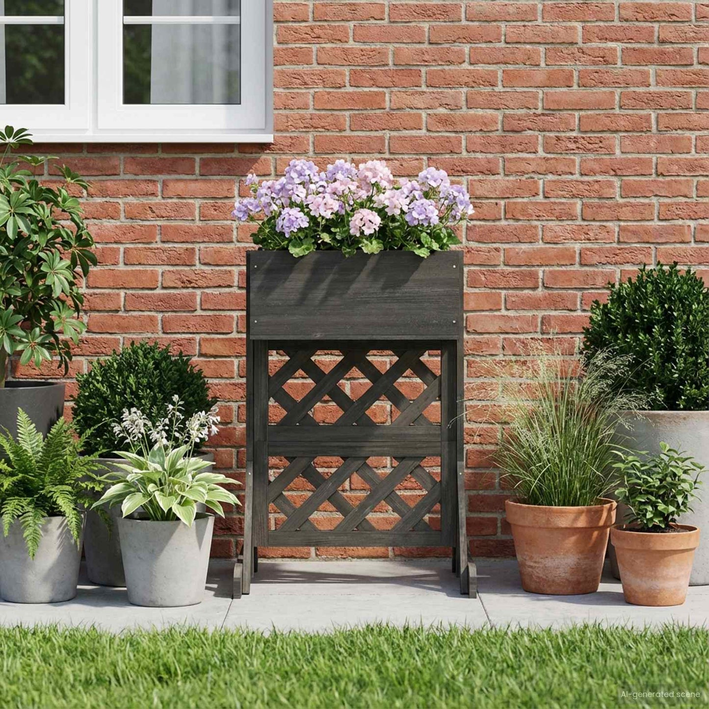 Vertikal hageblomsttrellis Grå 48 x 30 x 70,5 cm