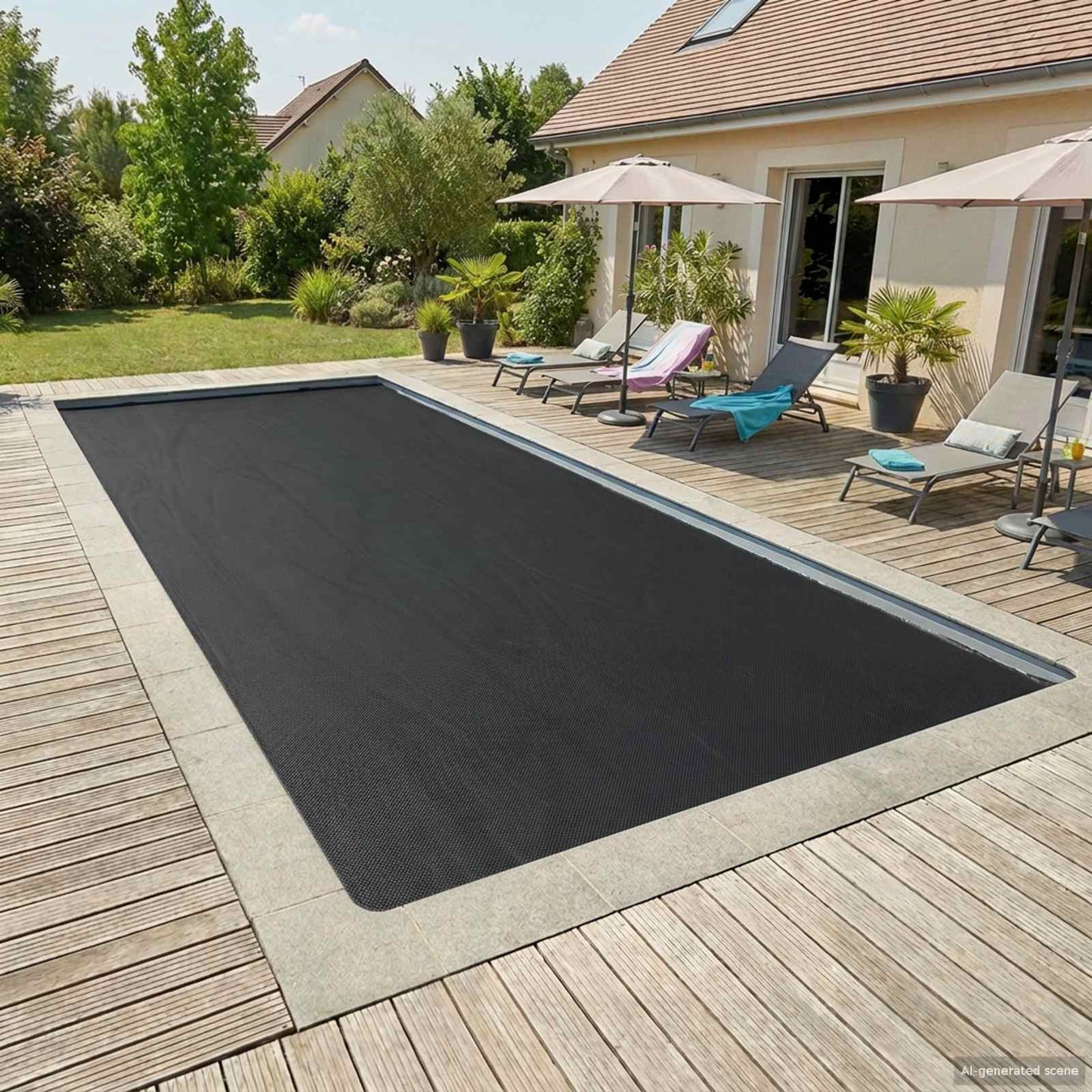 Solar Bassengtrekk 1000 x 500 cm 110 μm Torget PE Svart