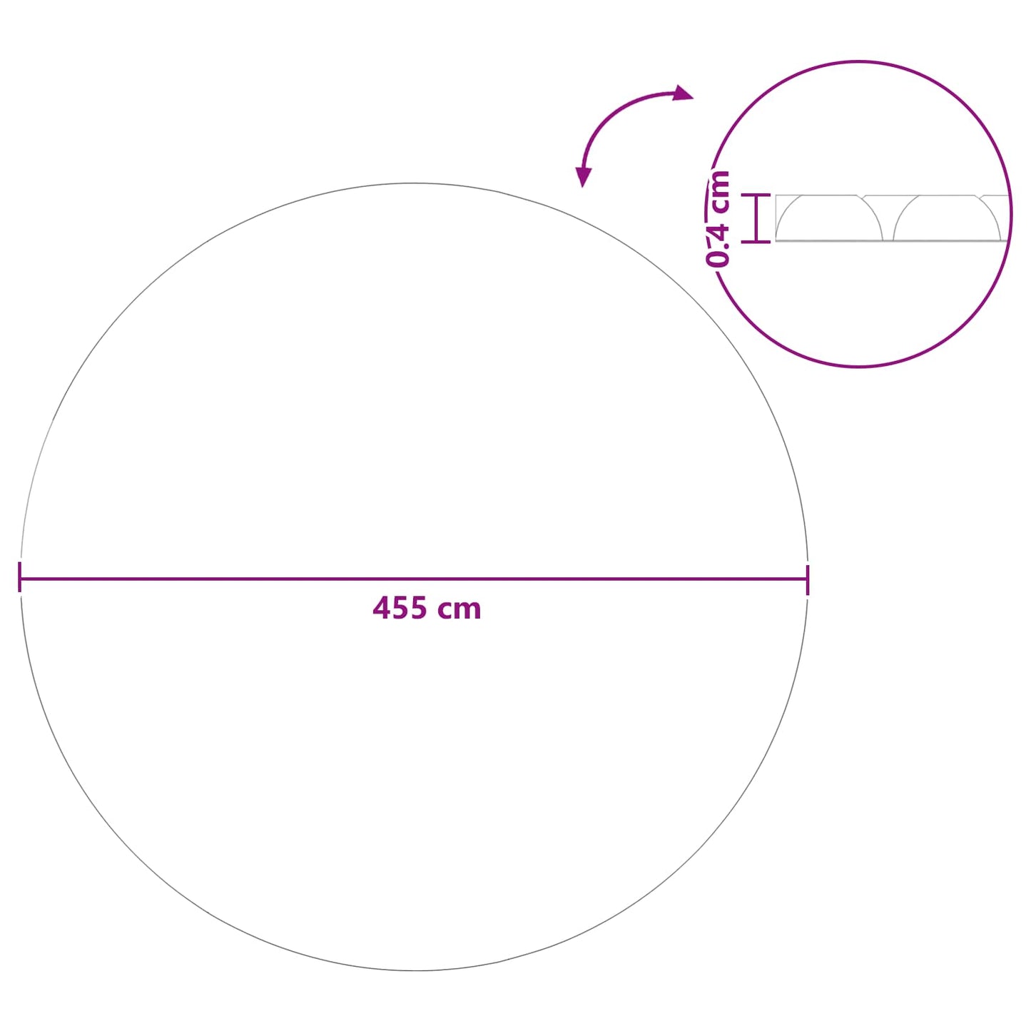 Soldekk ekstra tung Ø 455 cm 400 μm Rund PE Svart og Blå