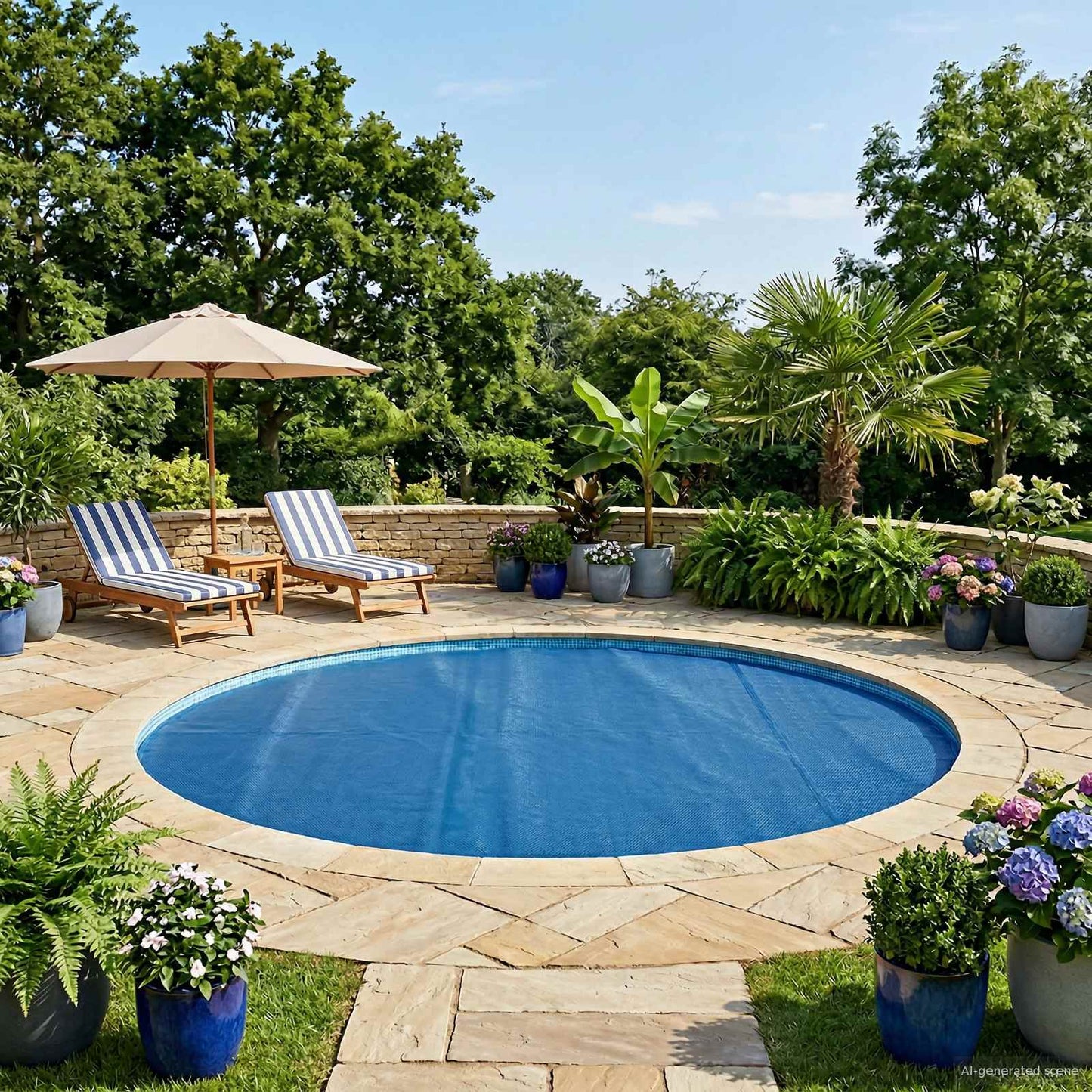 Solar Pool Cover Heavy Quality Ø 600 cm 200 μm Rund PE Blå