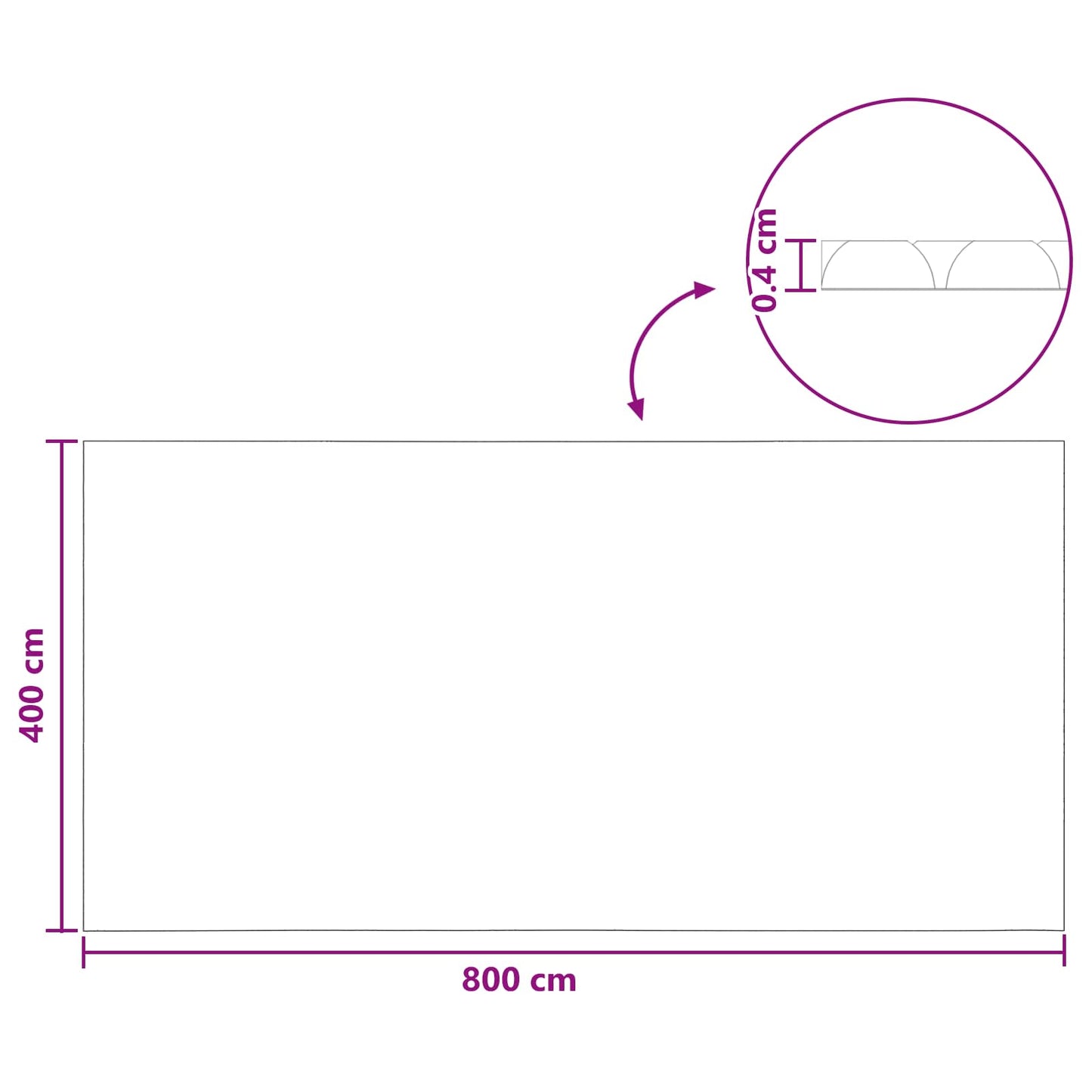 Solar Bassengtrekk 800 x 400 cm 110 μm Torget PE Svart