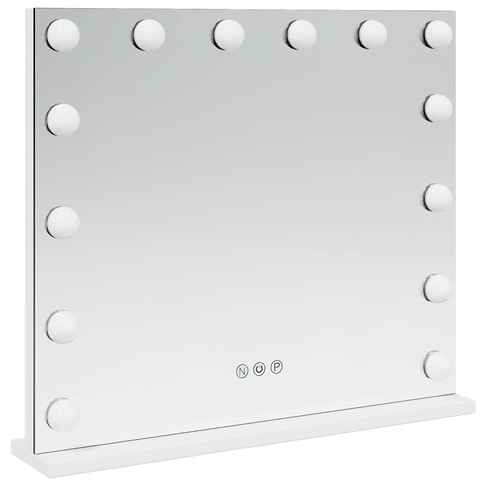 LED Sminkespeil Hvit 50 x 10 x 44 cm Glass og Stål vidaXL