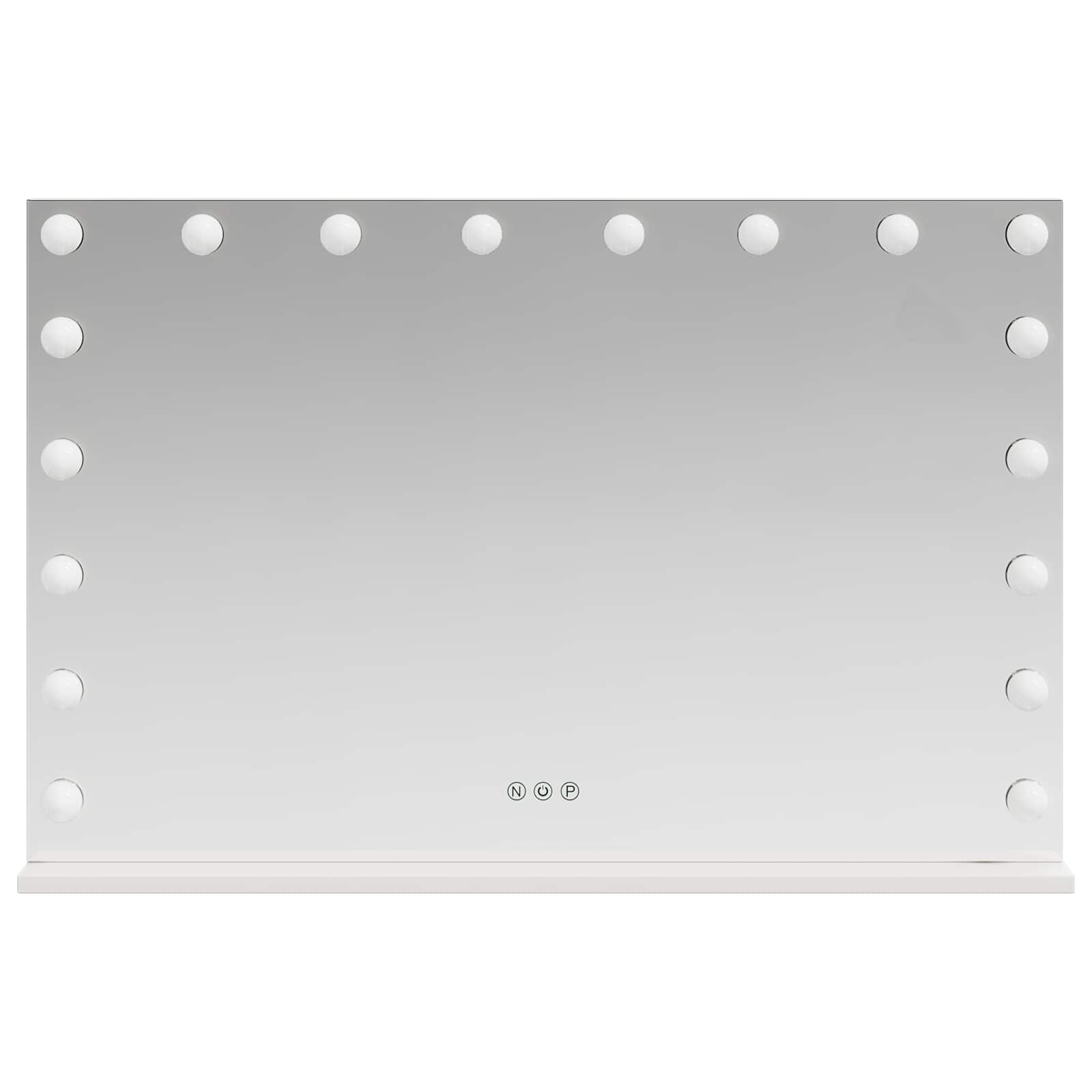 LED Sminkespeil Hvit 80 x 10 x 52,5 cm Glass og Stål vidaXL